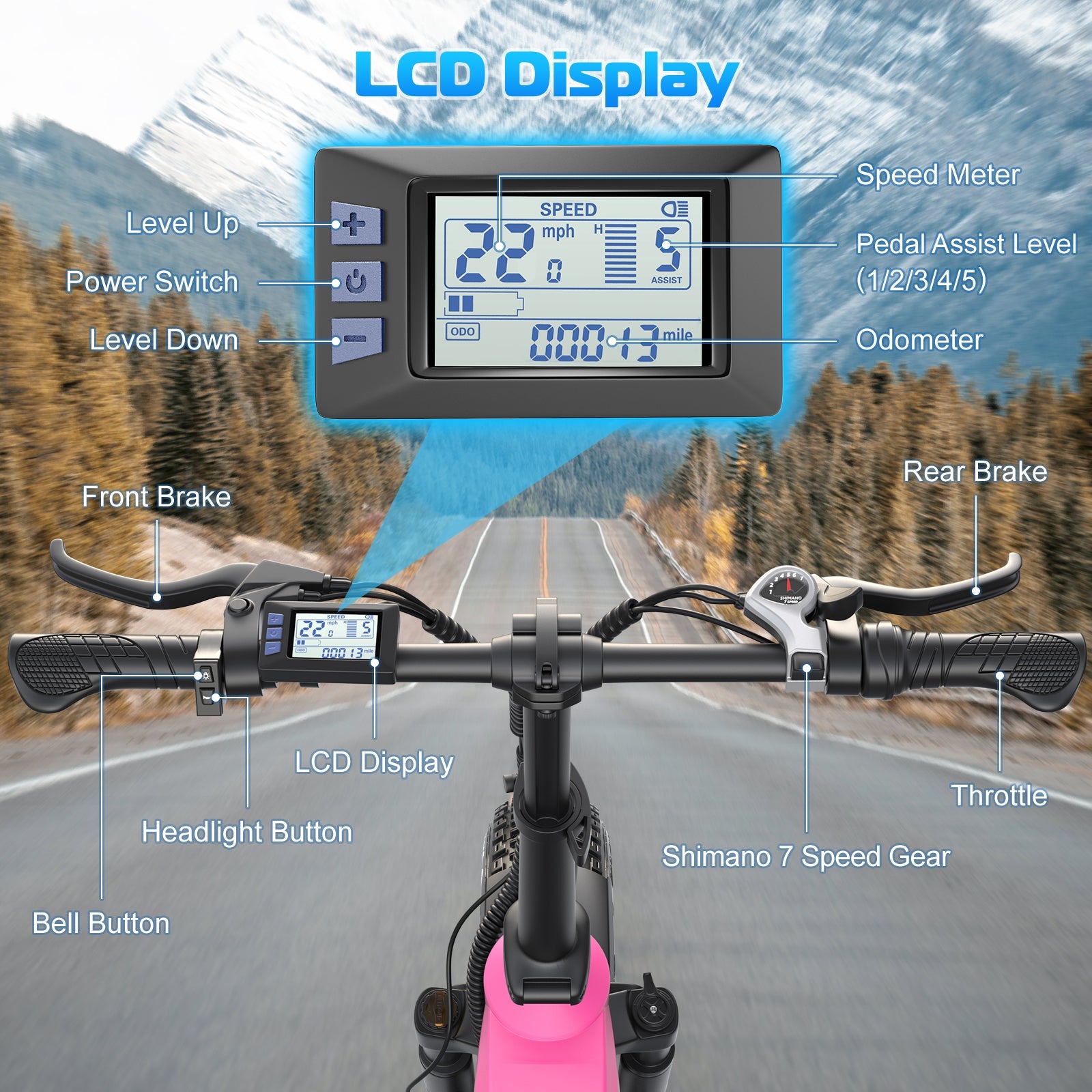 Gocio Electric Bike for Adults, Peak 1025W Mountain E Bike, 48V 13AH Removable Lithium-Ion Battery Ebikes, 20"x4.0" Fat Tire Electric Bicycles, 3A Fast Charge, up to 60 Miles Man Woman UL2849 - GOCIO