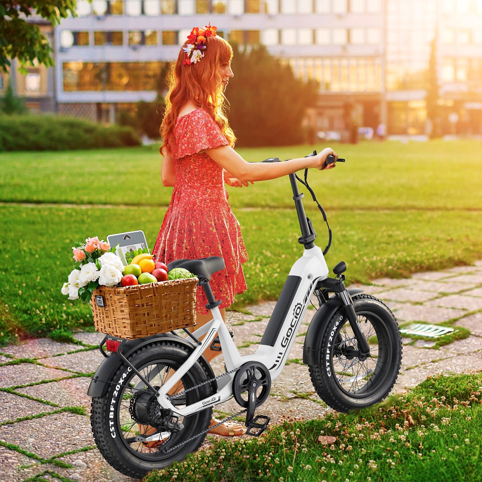 Gocio Electric Bike for Adults, Peak 1025W Mountain E Bike, 48V 13AH Removable Lithium-Ion Battery Ebikes, 20"x4.0" Fat Tire Electric Bicycles, 3A Fast Charge, up to 60 Miles Man Woman UL2849 - GOCIO