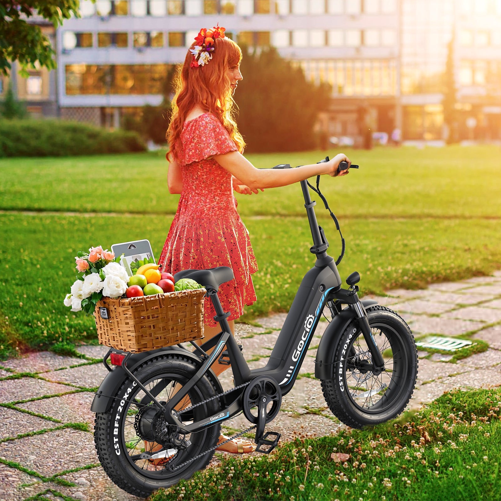 Gocio Electric Bike for Adults, Peak 1025W Mountain E Bike, 48V 13AH Removable Lithium-Ion Battery Ebikes, 20"x4.0" Fat Tire Electric Bicycles, 3A Fast Charge, up to 60 Miles Man Woman UL2849 - GOCIO