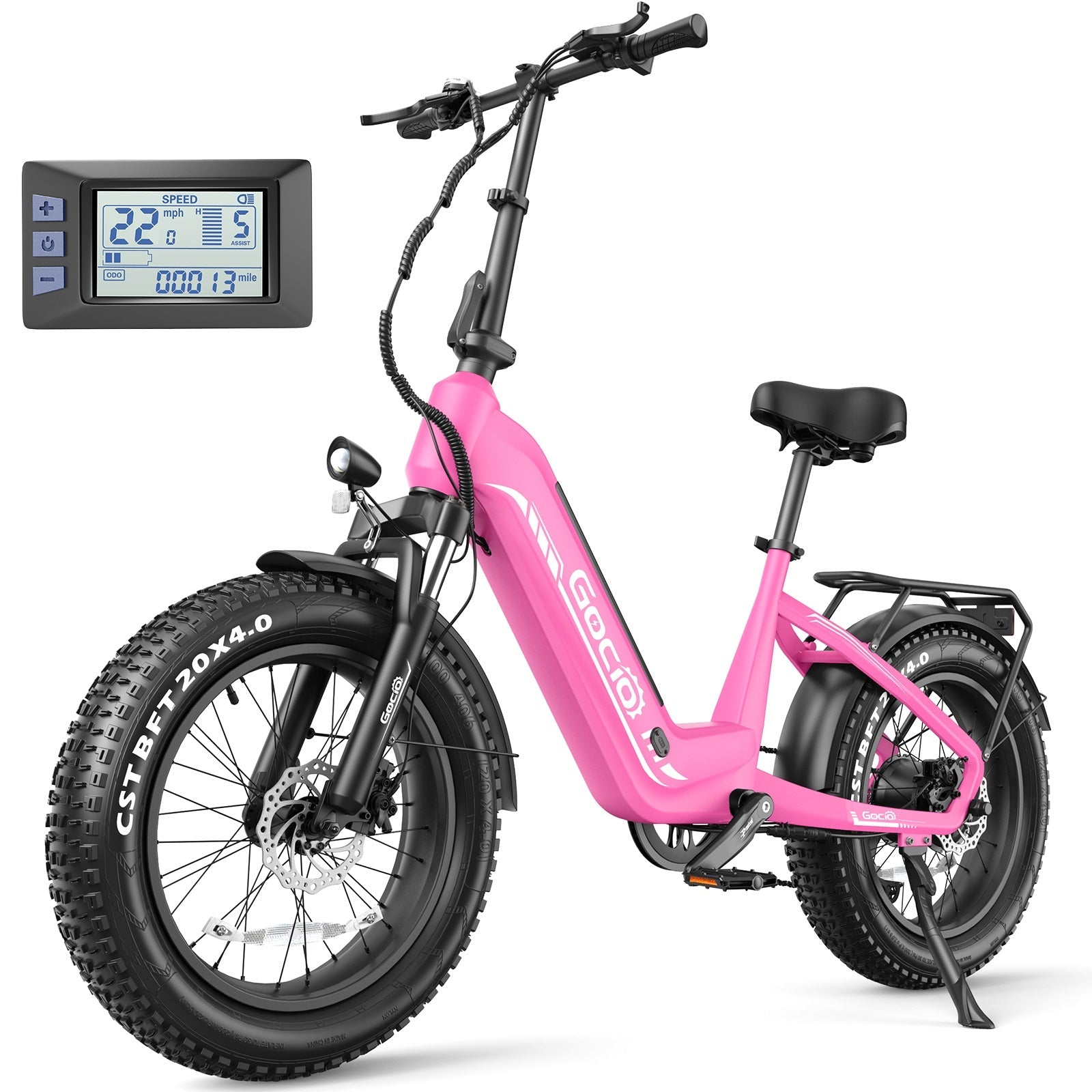 Gocio Electric Bike for Adults, Peak 1025W Mountain E Bike, 48V 13AH Removable Lithium-Ion Battery Ebikes, 20"x4.0" Fat Tire Electric Bicycles, 3A Fast Charge, up to 60 Miles Man Woman UL2849 - GOCIO