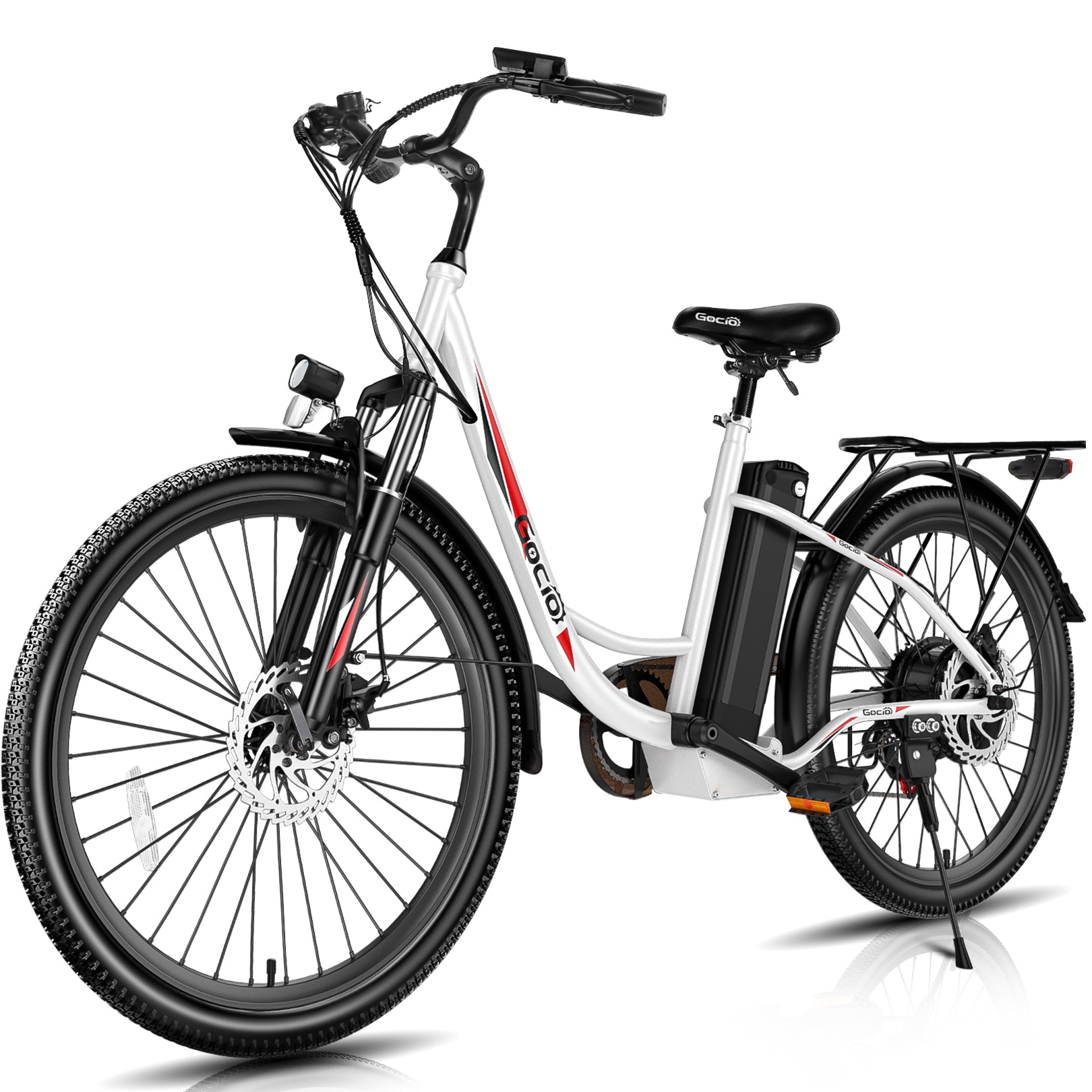 Gocio 26 in. Electric Bicycle 500W Electric Hybrid Bike 48V Adjustable City Ebike for Adults Suspension Fork Max 50Miles 19MPH 7 Speed Gears