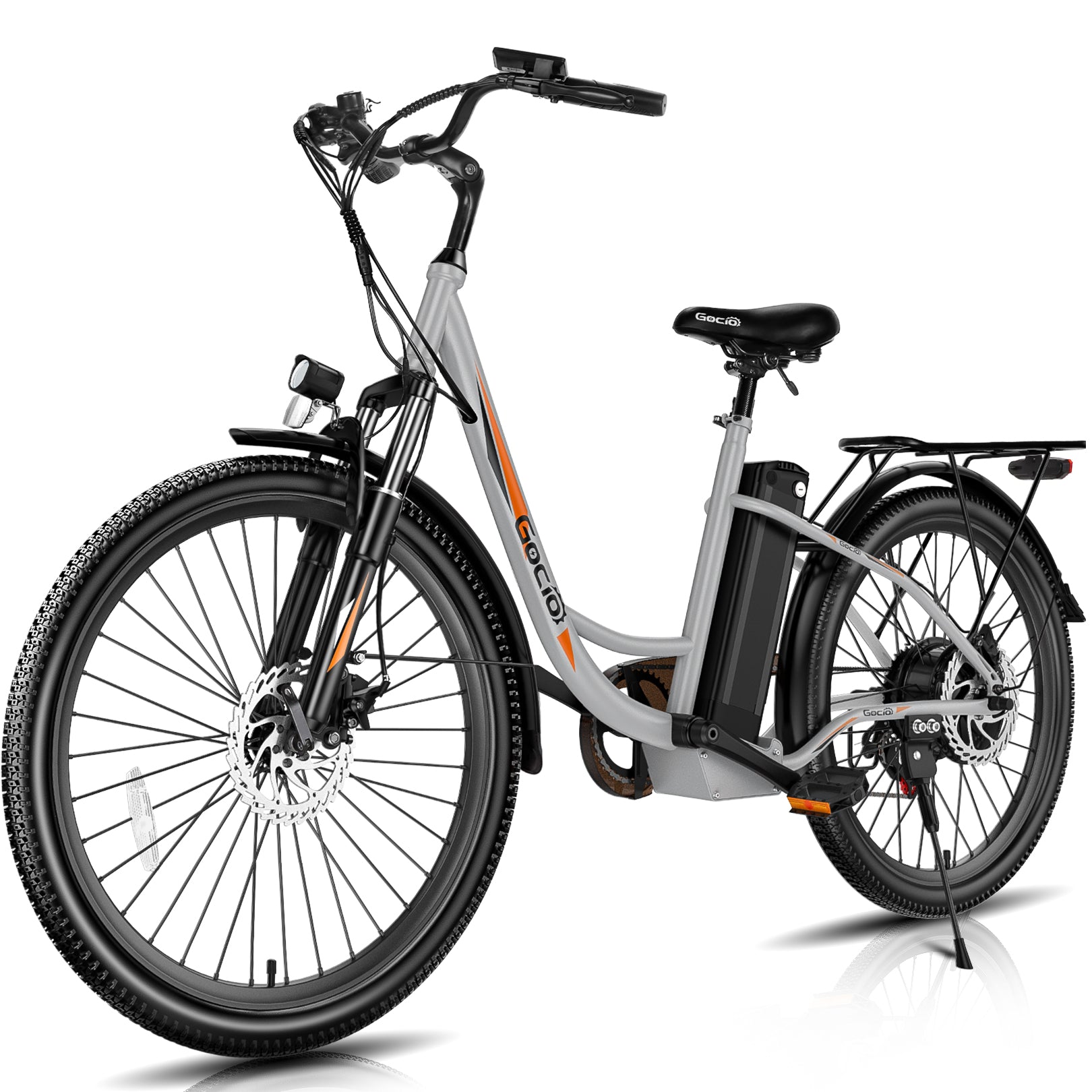 Gocio 26 in. Electric Bicycle 500W Electric Hybrid Bike, 48V Adjustable City Ebike for Adults, Suspension Fork, Max 19.8MPH, 7 Speed Gears Electric Commuter Bike for Men and Women, UL2849 - GOCIO