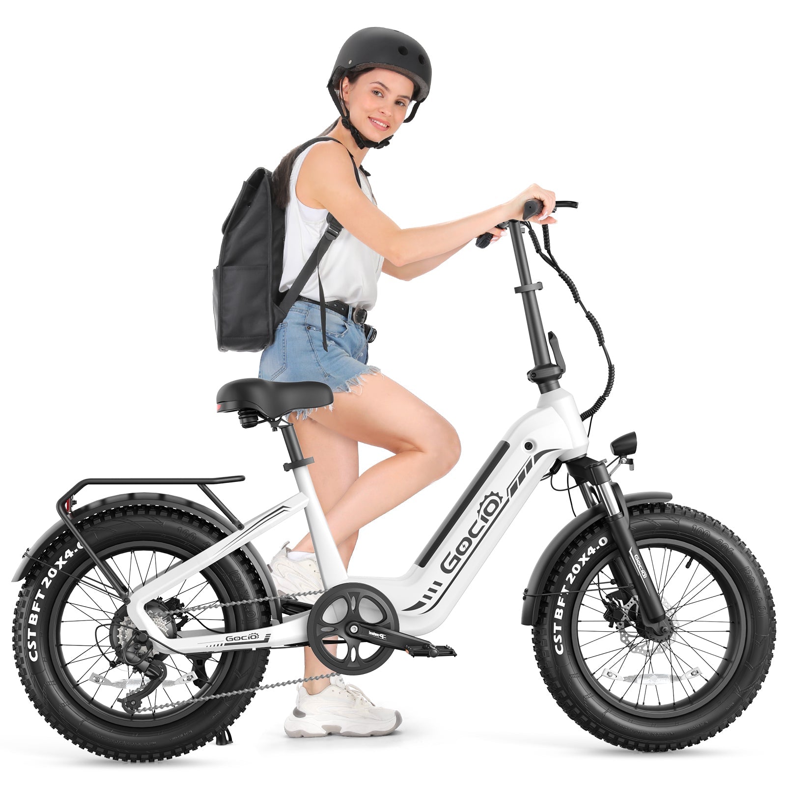 Gocio Electric Bike for Adults, Peak 1025W Mountain E Bike, 48V 13AH Removable Lithium-Ion Battery Ebikes, 20"x4.0" Fat Tire Electric Bicycles, 3A Fast Charge, up to 60 Miles Man Woman UL2849 - GOCIO