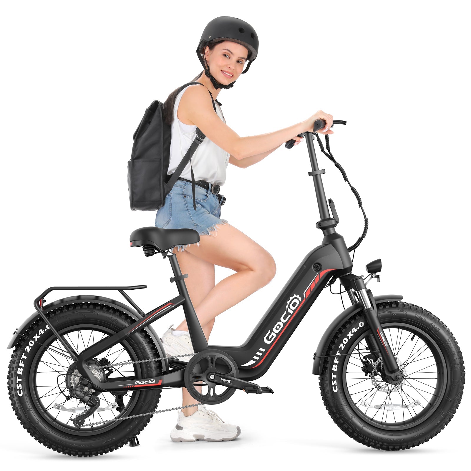Gocio Electric Bike for Adults, Peak 1025W Mountain E Bike, 48V 13AH Removable Lithium-Ion Battery Ebikes, 20"x4.0" Fat Tire Electric Bicycles, 3A Fast Charge, up to 60 Miles Man Woman UL2849 - GOCIO