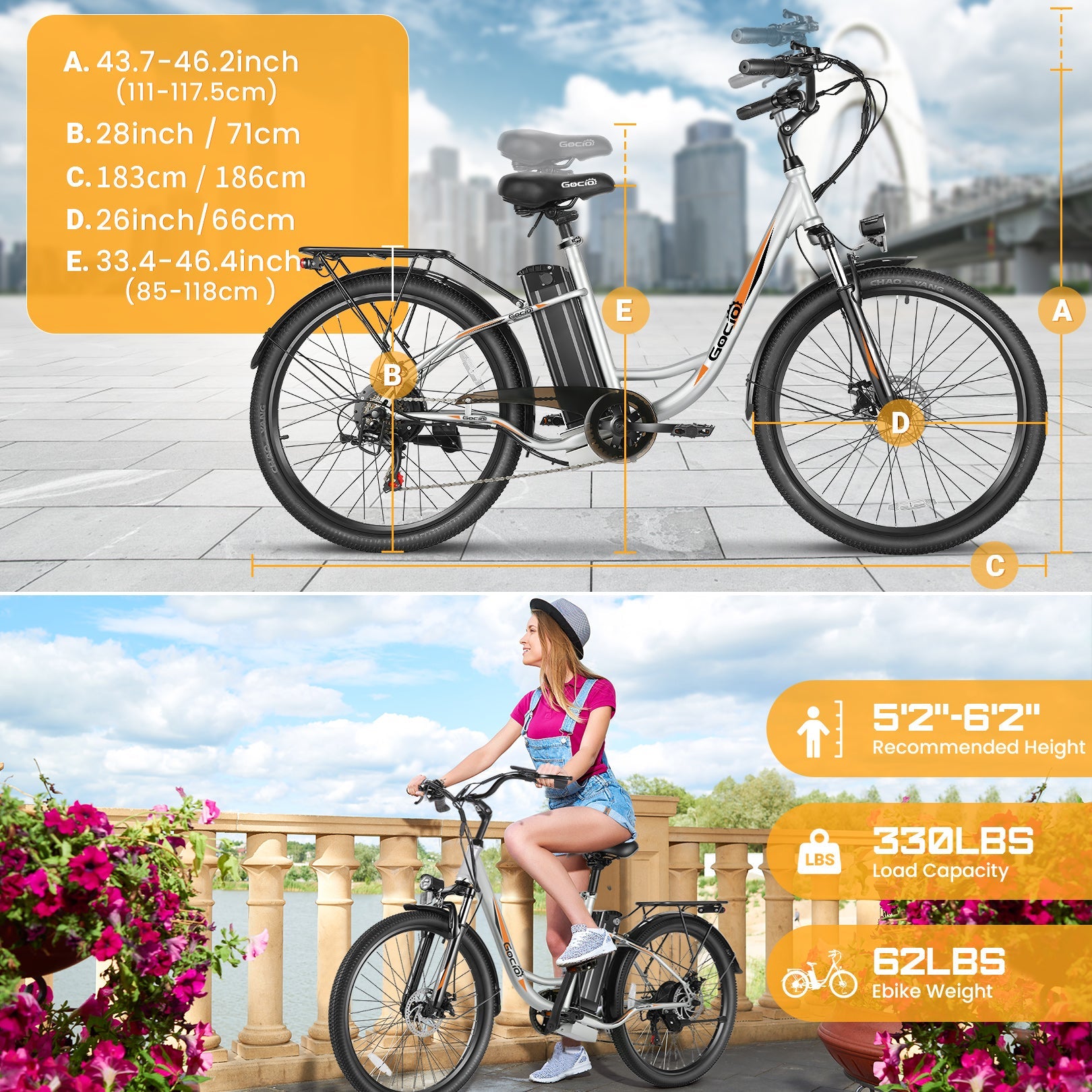 Gocio A-016 City Cruiser Hybrid Bike Electric Commuter Bike – Wooken