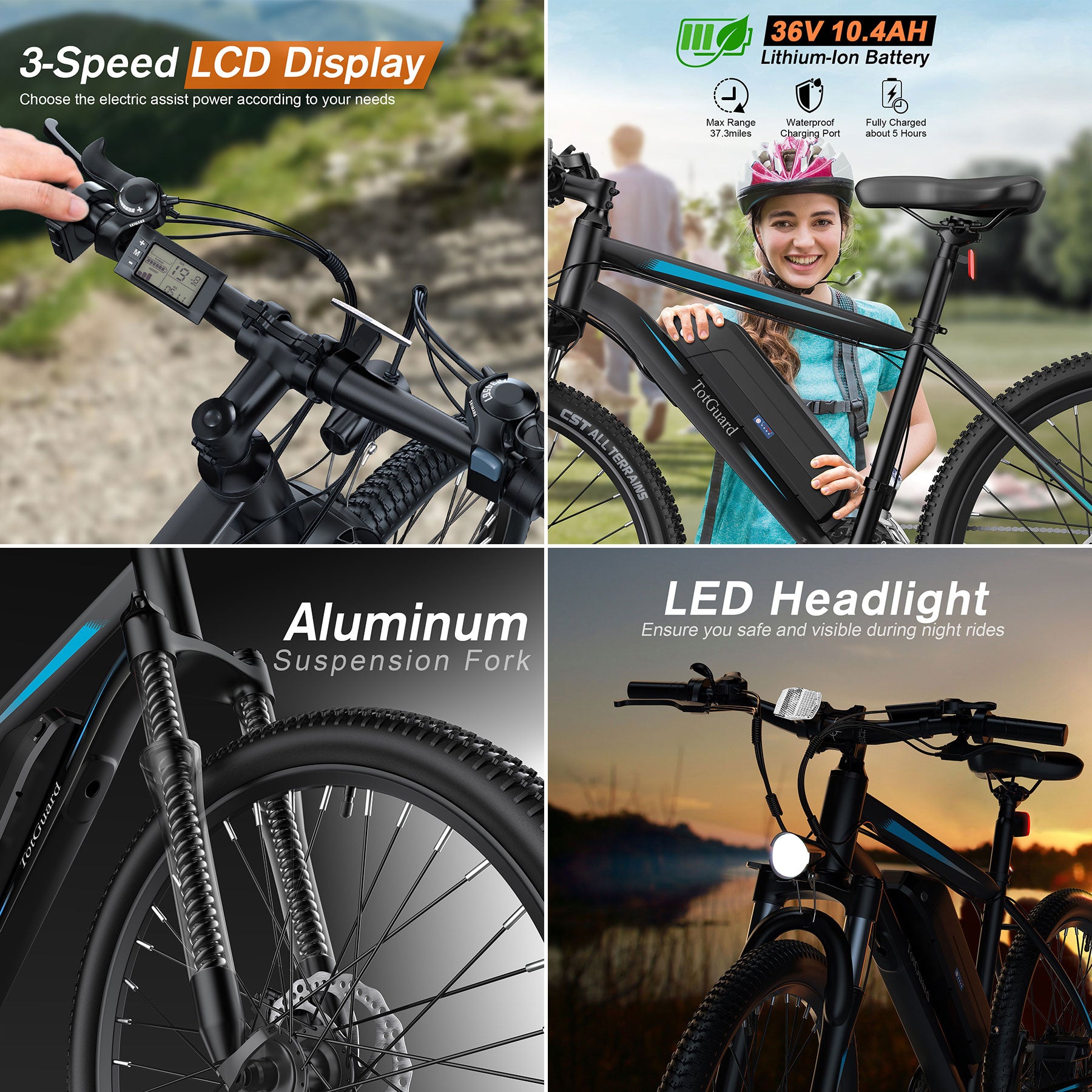 ‎Wooken T-266 Adult Commuter Electric Mountain Bike Wooken