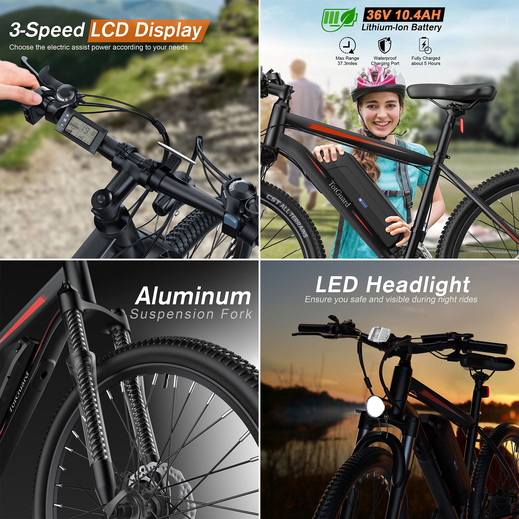 ‎Wooken T-266 Adult Commuter Electric Mountain Bike Wooken