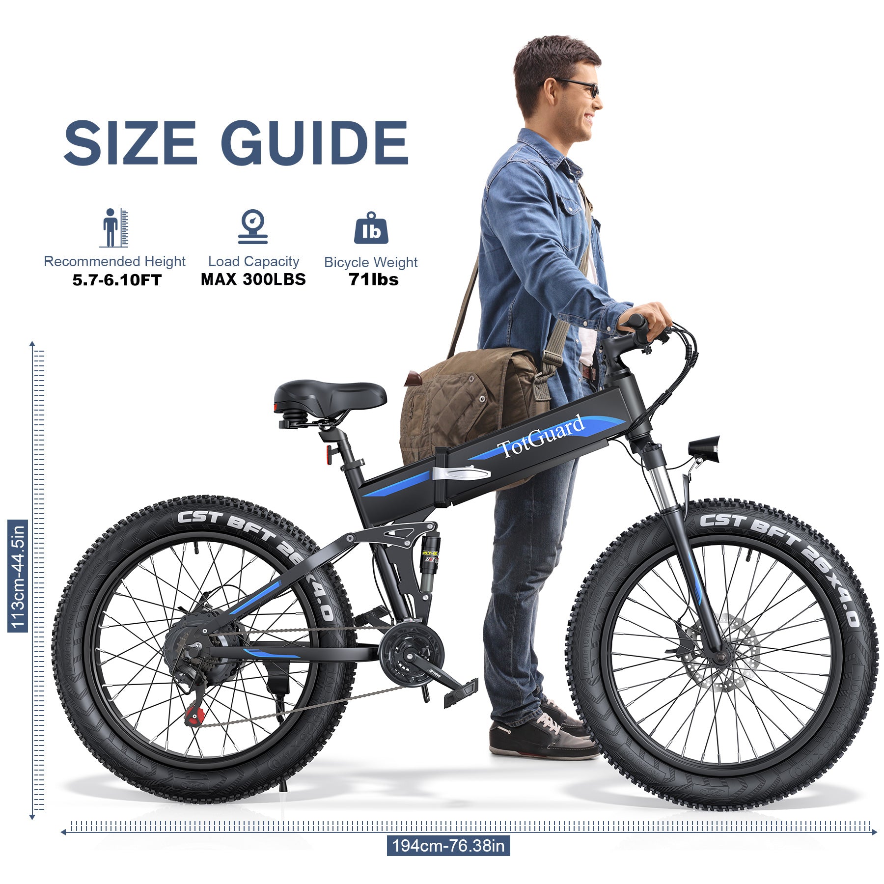 Wooken T-268 All Terrain Folding Fat Tire Electric Bike Wooken
