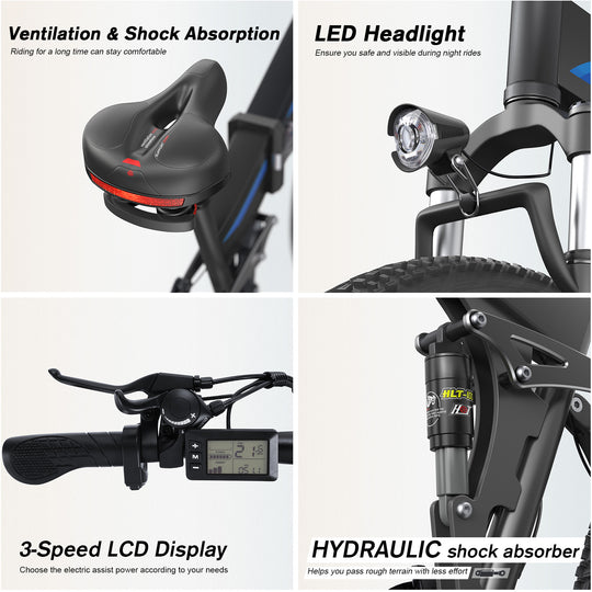 Wooken T-268 All Terrain Folding Fat Tire Electric Bike Wooken
