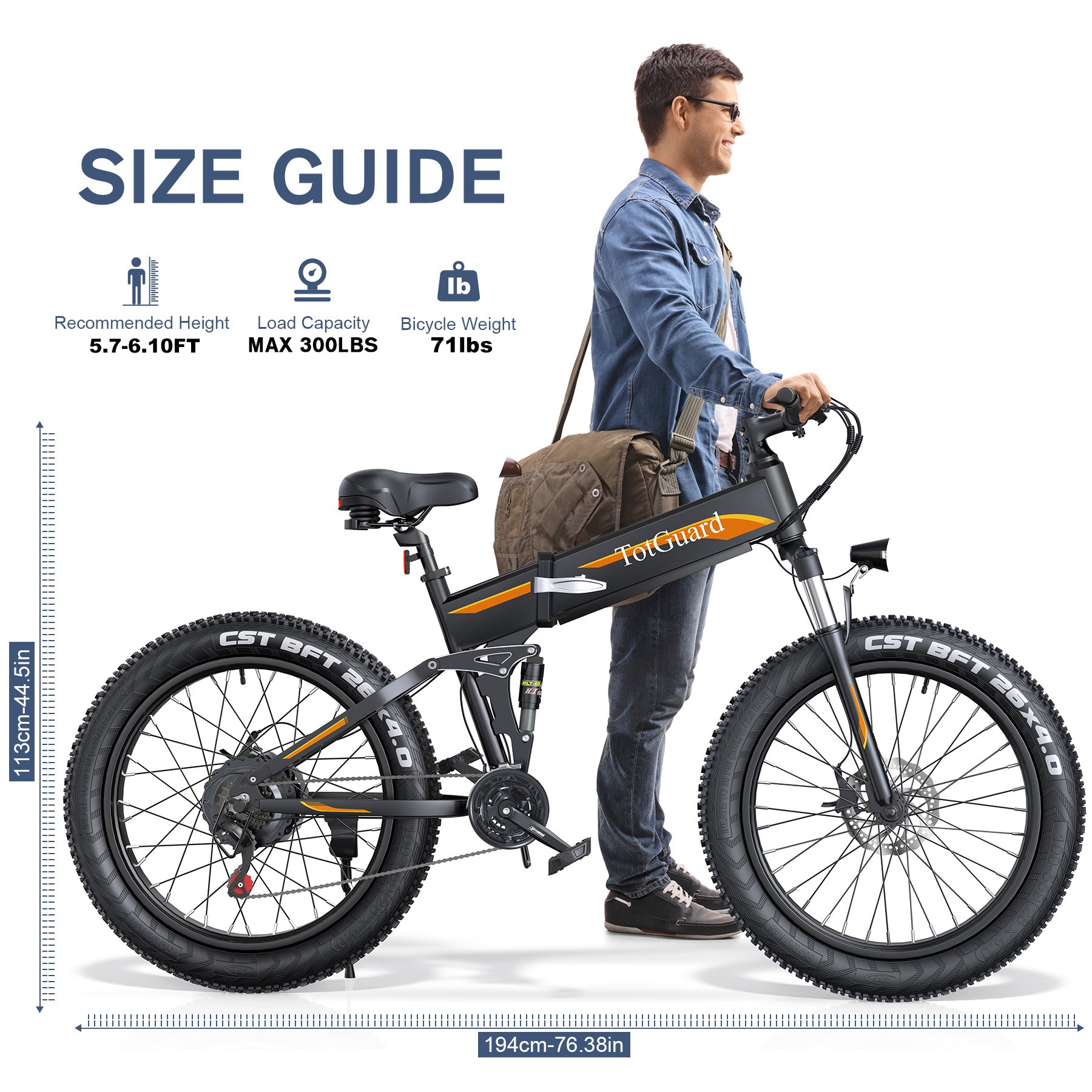 Wooken T-268 All Terrain Folding Fat Tire Electric Bike Wooken