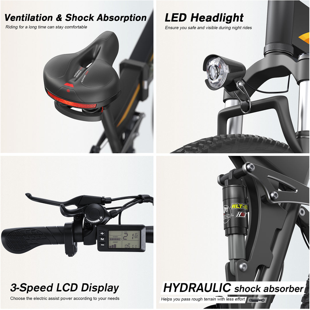 Wooken T-268 All Terrain Folding Fat Tire Electric Bike Wooken