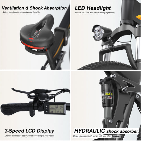 Wooken T-268 All Terrain Folding Fat Tire Electric Bike Wooken