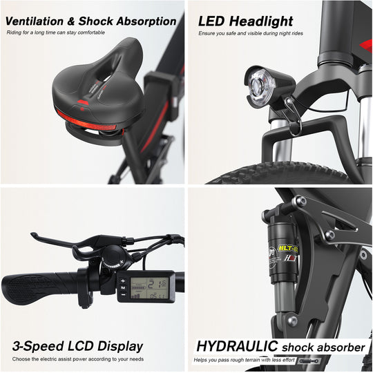 Wooken T-268 All Terrain Folding Fat Tire Electric Bike Wooken