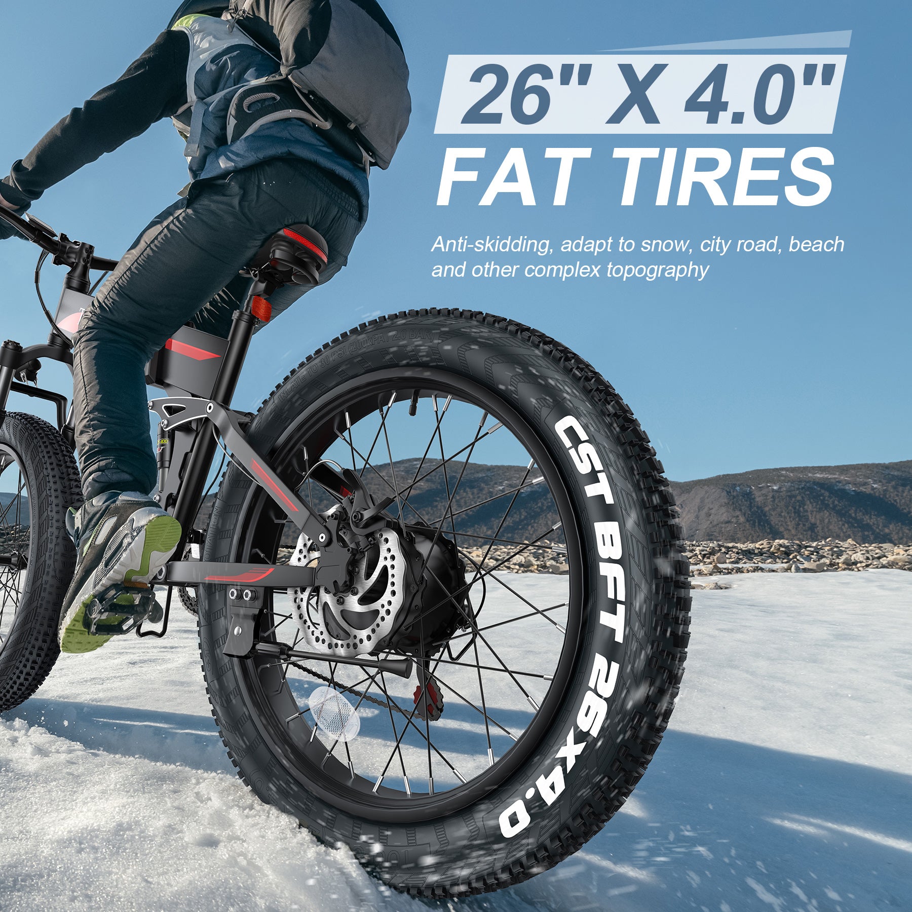 Wooken T-268 All Terrain Folding Fat Tire Electric Bike Wooken