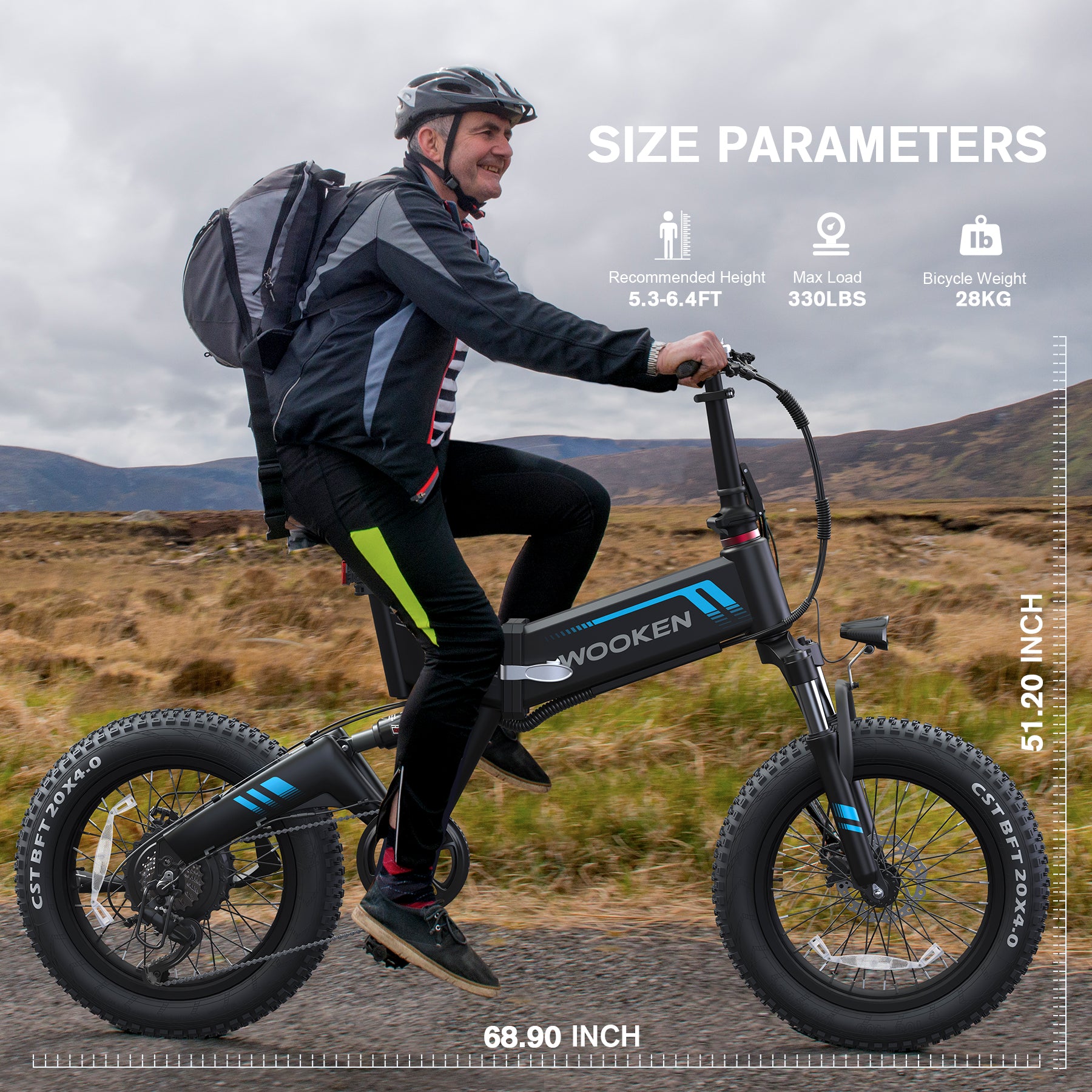 Wooken W-206 Full Suspension Folding Fat Tire Electric Bike Wooken