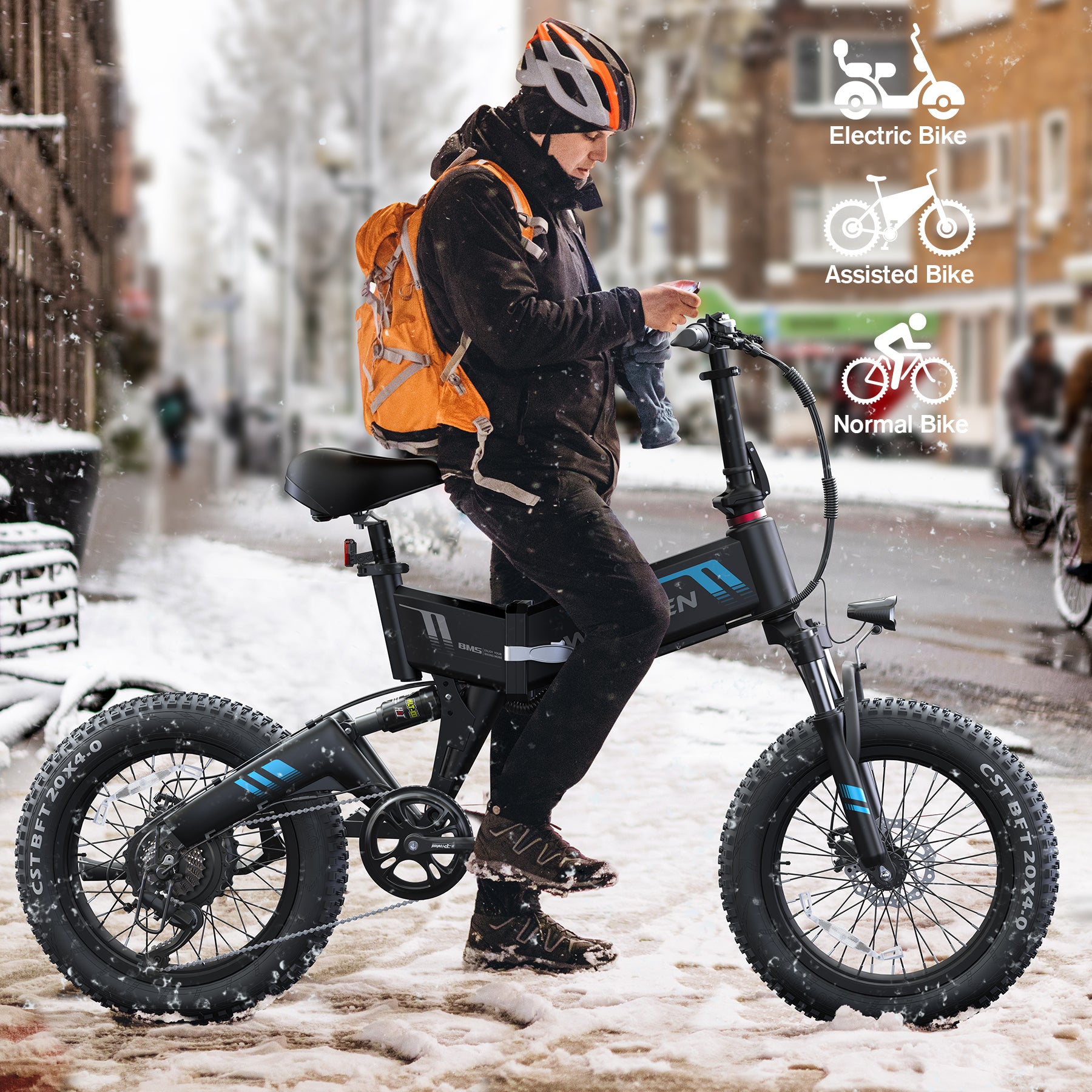 Wooken W-206 Full Suspension Folding Fat Tire Electric Bike Wooken