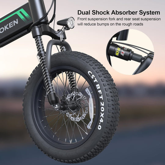 Wooken W-206 Full Suspension Folding Fat Tire Electric Bike Wooken