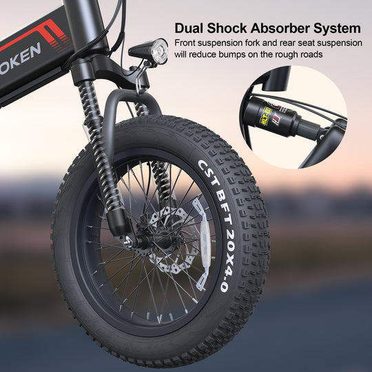 Wooken W-206 Full Suspension Folding Fat Tire Electric Bike Wooken