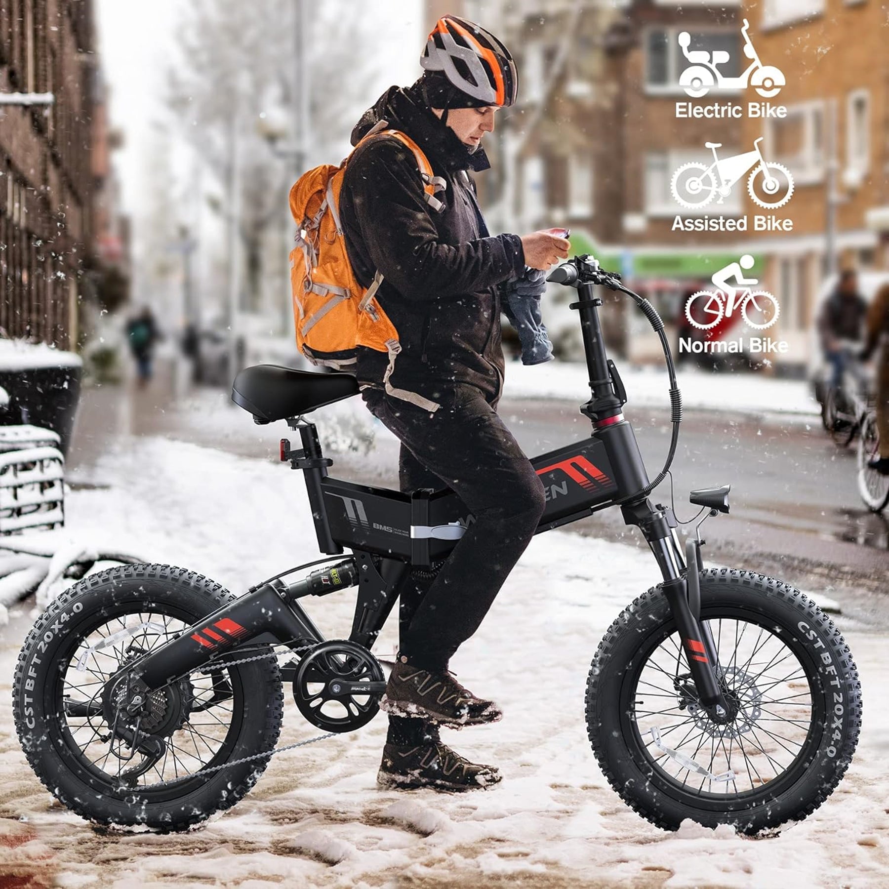 Wooken W-206 Full Suspension Folding Fat Tire Electric Bike Wooken