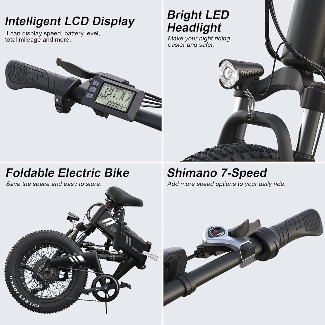 Wooken W-206 Full Suspension Folding Fat Tire Electric Bike Wooken
