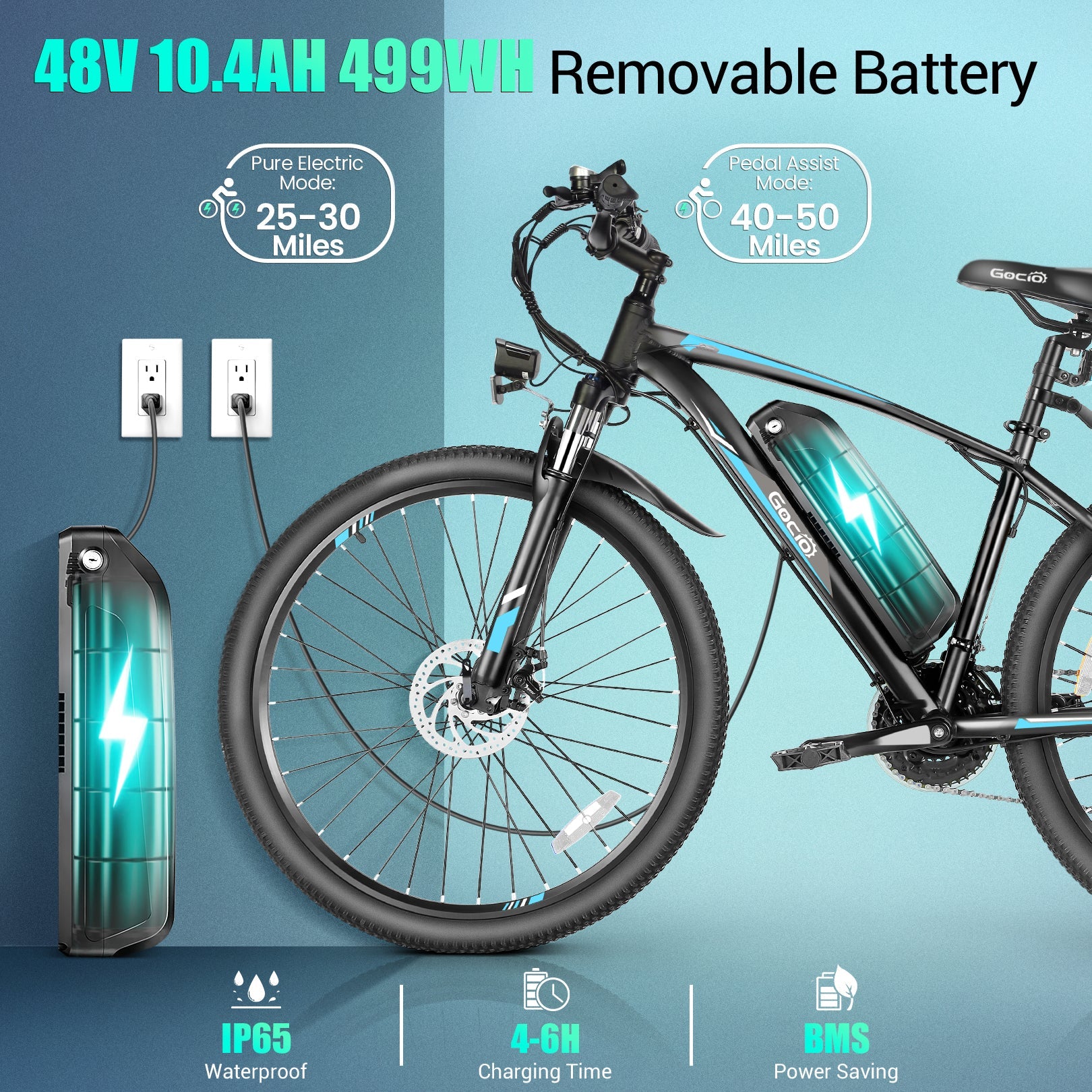 Gocio A-017 27.5" Electric Mountain Bike High-Step Off Road Ebike GOCIO
