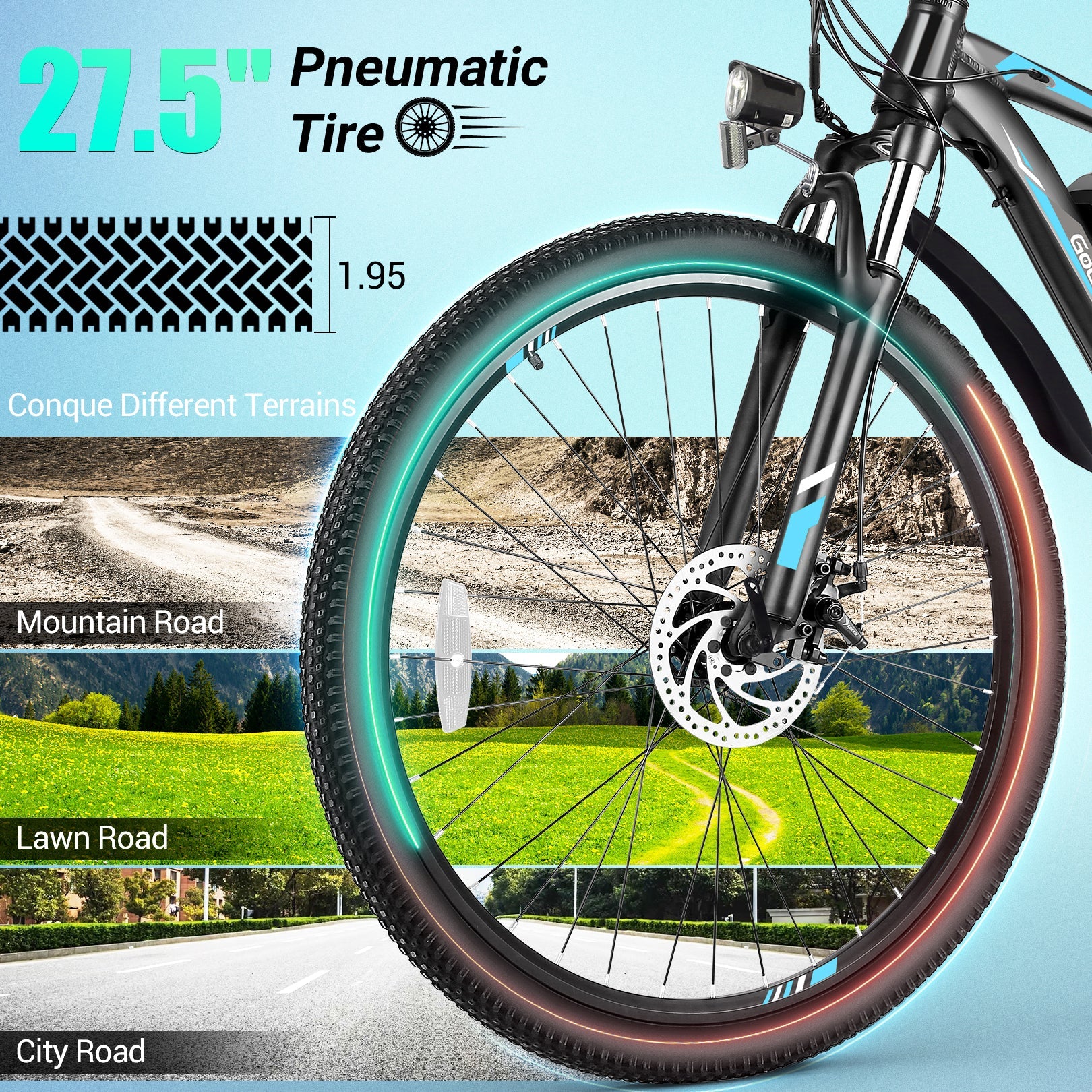 Gocio A-017 27.5" Electric Mountain Bike High-Step Off Road Ebike GOCIO