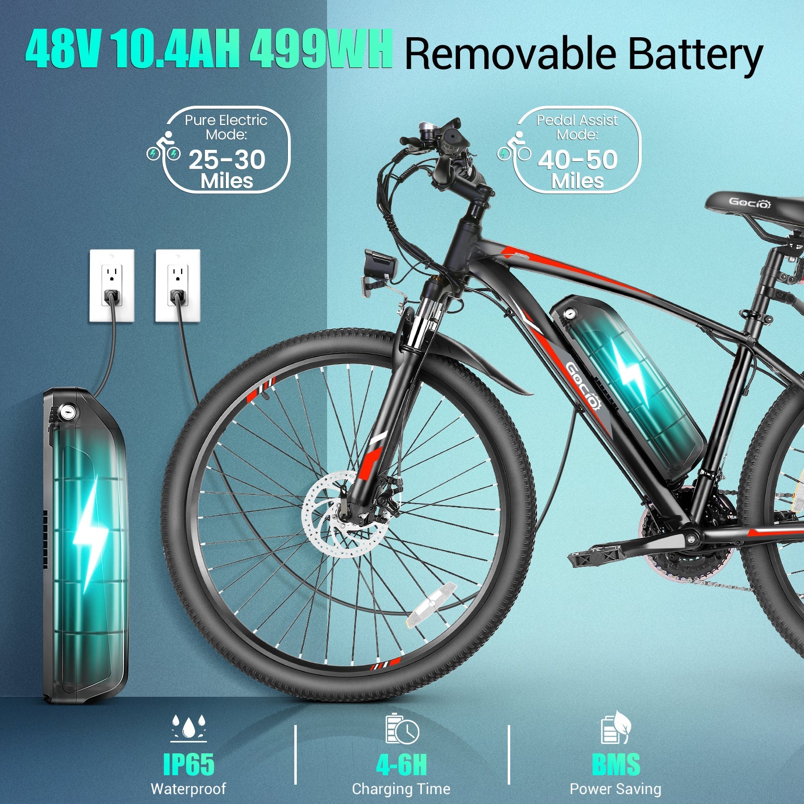 Gocio A-017 27.5" Electric Mountain Bike High-Step Off Road Ebike GOCIO