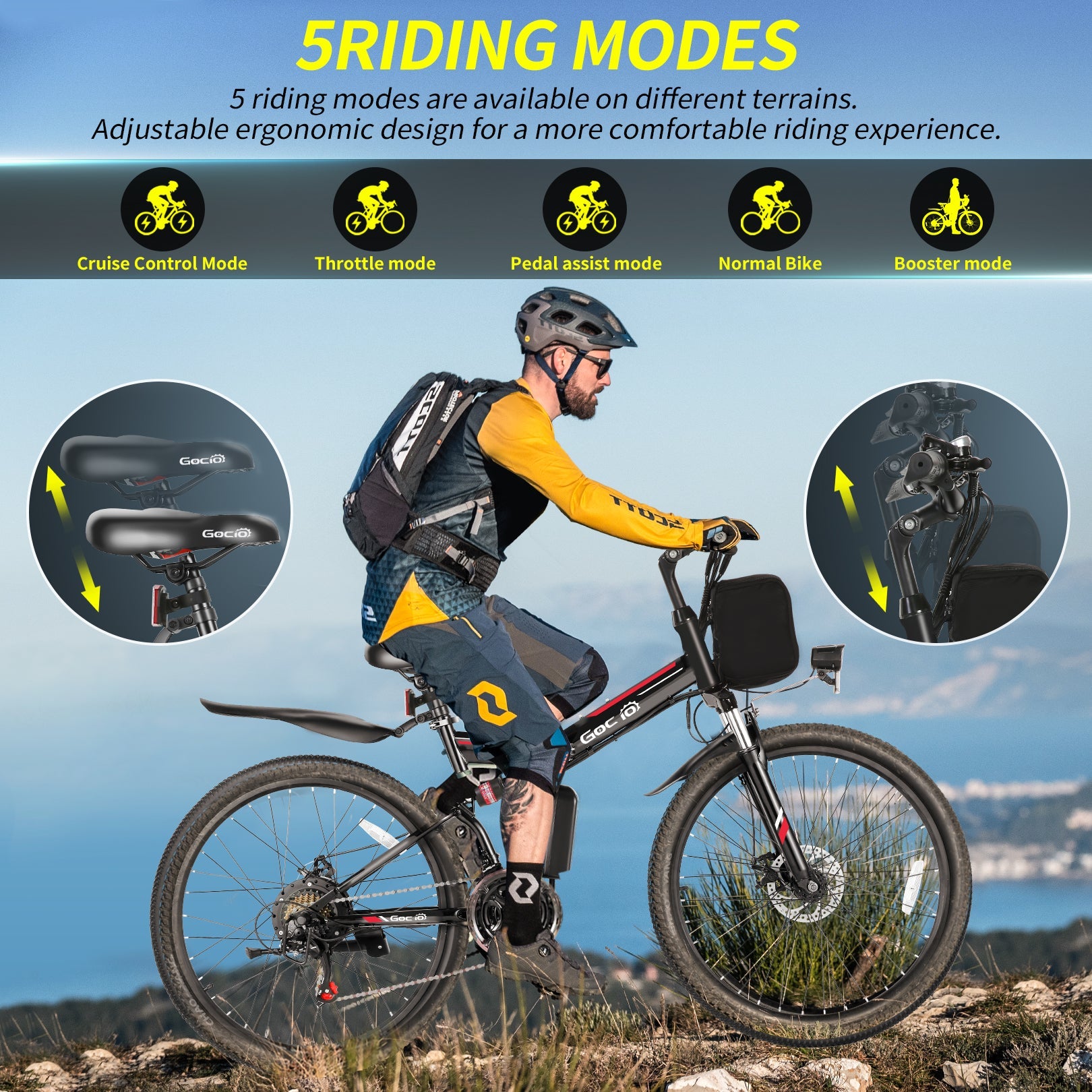 Gocio A-020 Full Suspension Electric Bike Folding Mountain Electric Bike GOCIO