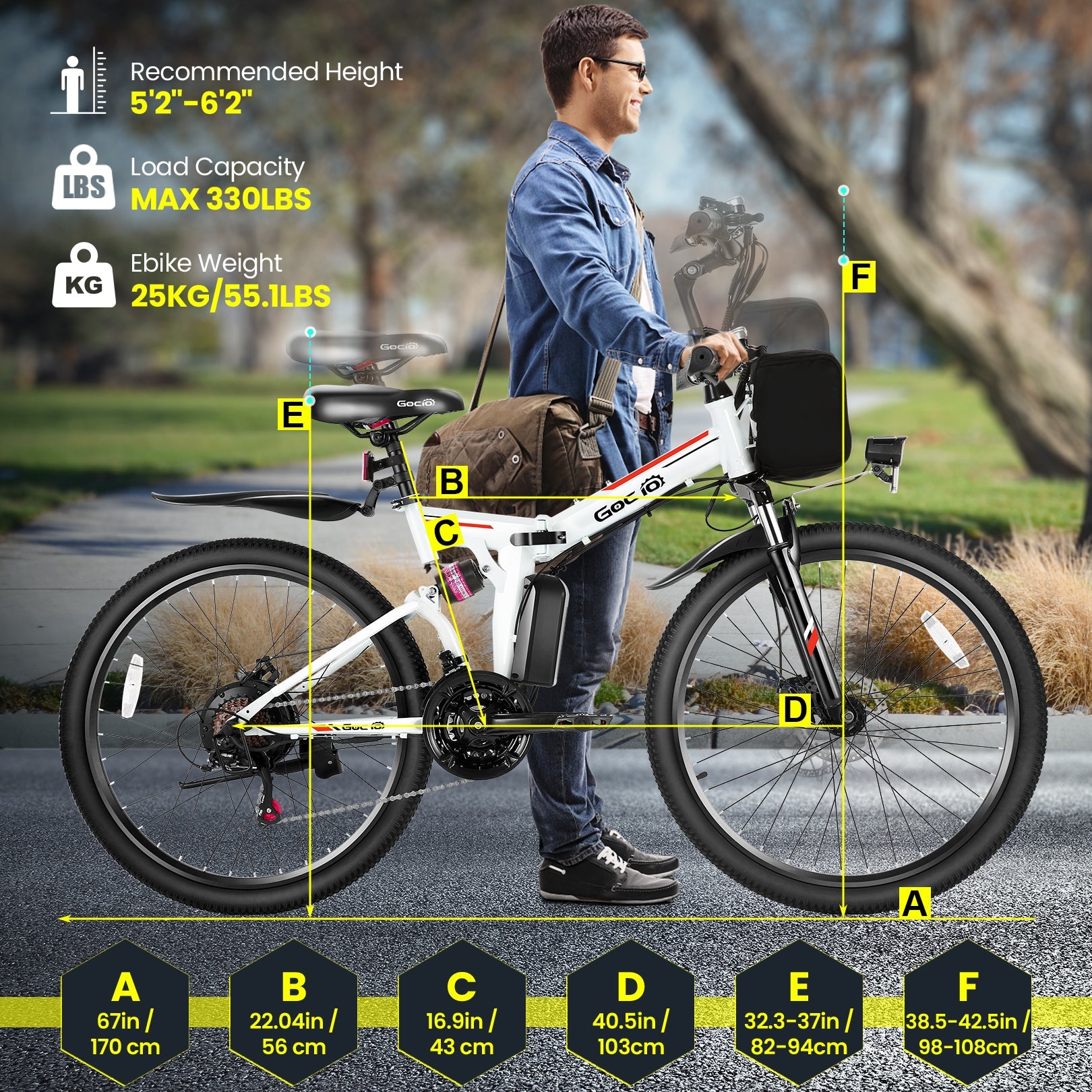 Gocio A-020 Full Suspension Electric Bike Folding Mountain Electric Bike GOCIO