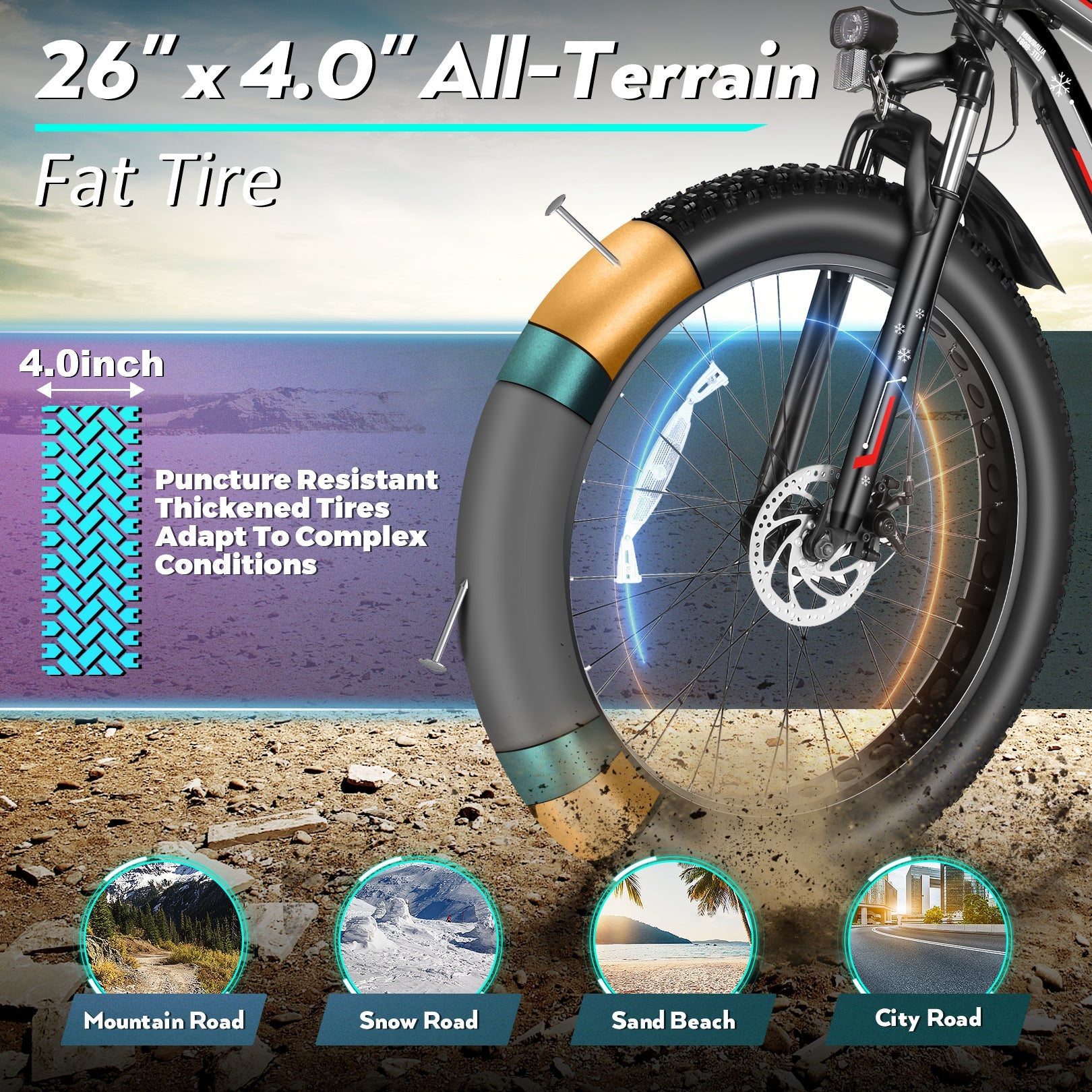 Wooken G-21 Mountain Electric Bike Fat Tire All Terrain Electric Bike Wooken