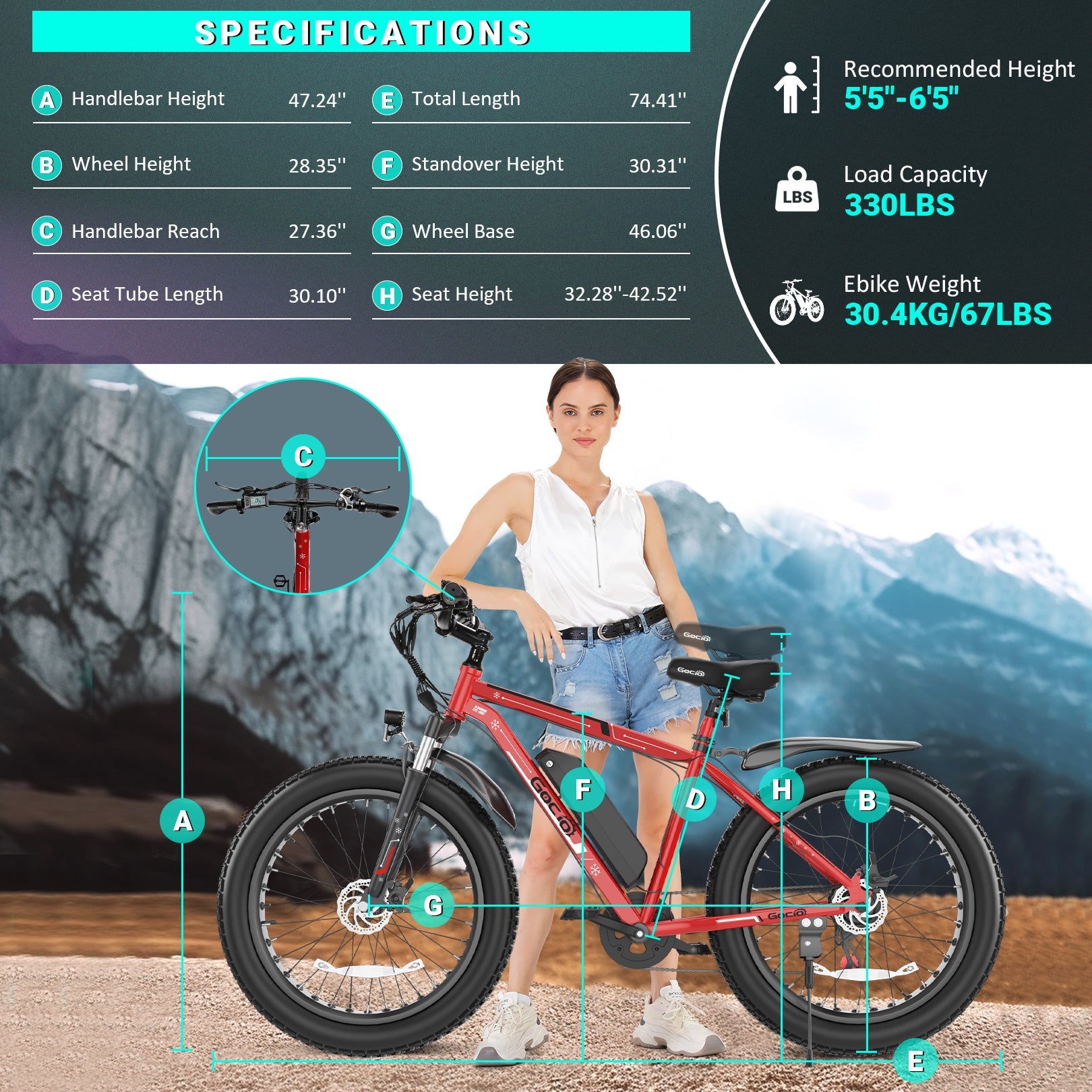 Wooken G-21 Mountain Electric Bike Fat Tire All Terrain Electric Bike Wooken