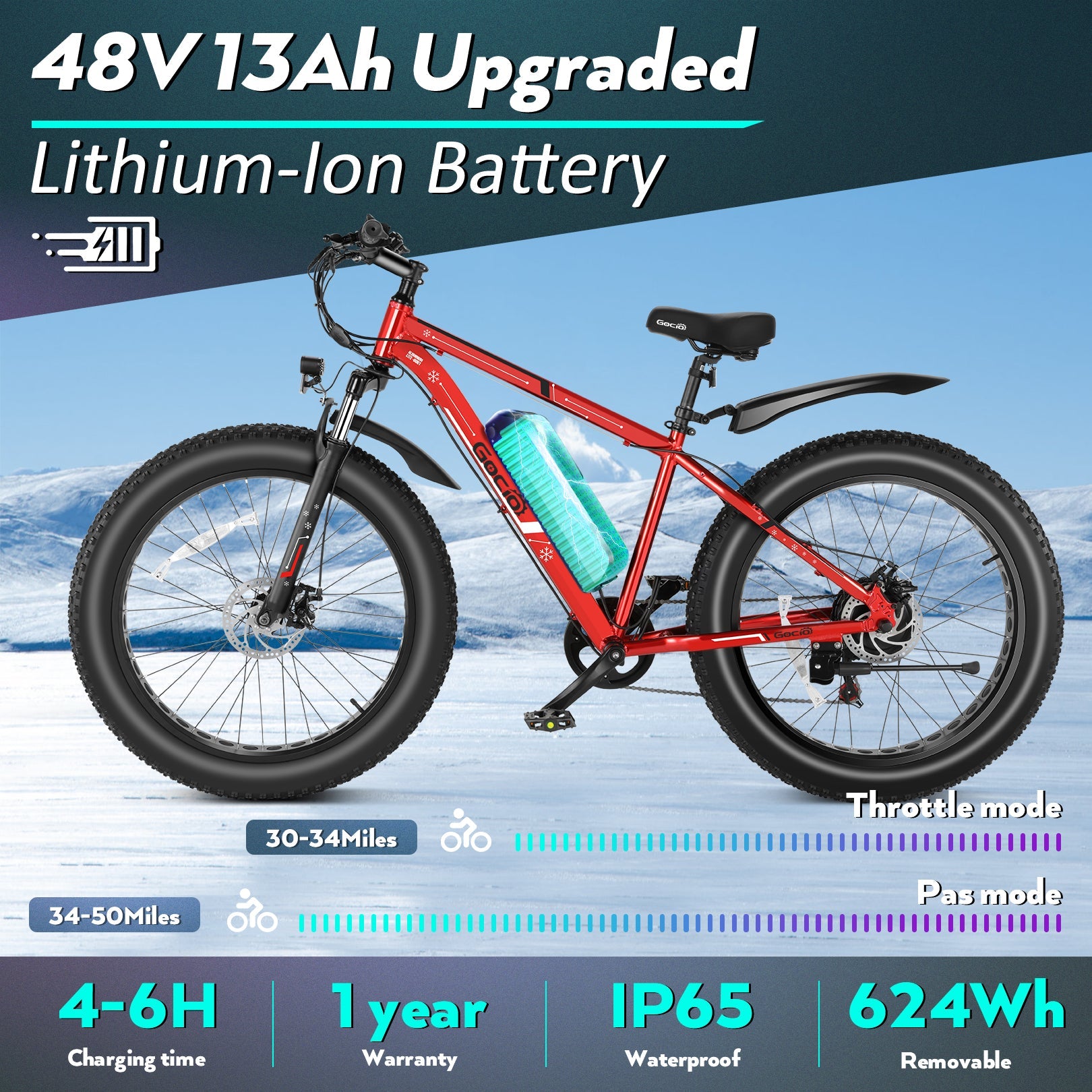 Wooken G-21 Mountain Electric Bike Fat Tire All Terrain Electric Bike Wooken