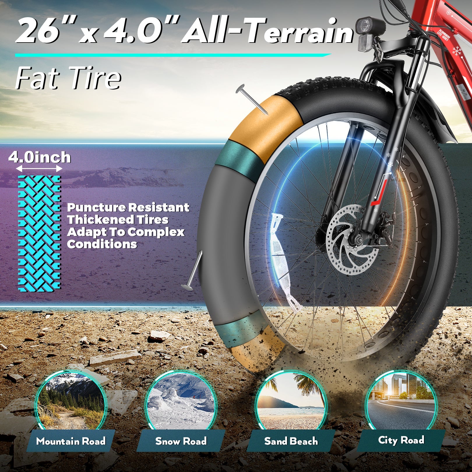 Wooken G-21 Mountain Electric Bike Fat Tire All Terrain Electric Bike Wooken