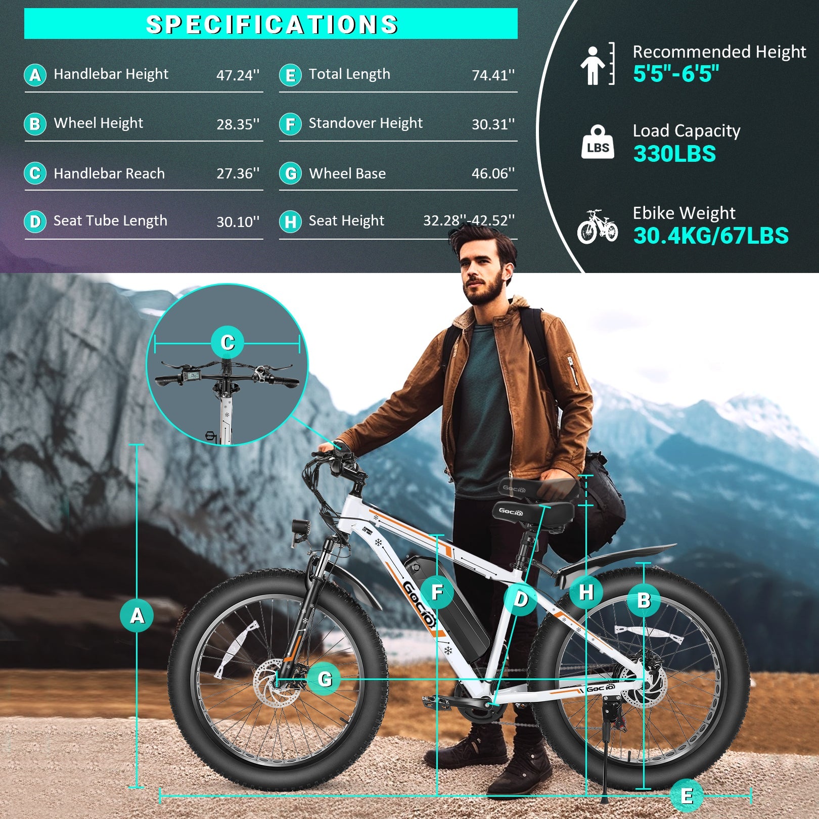 Wooken G-21 Mountain Electric Bike Fat Tire All Terrain Electric Bike Wooken