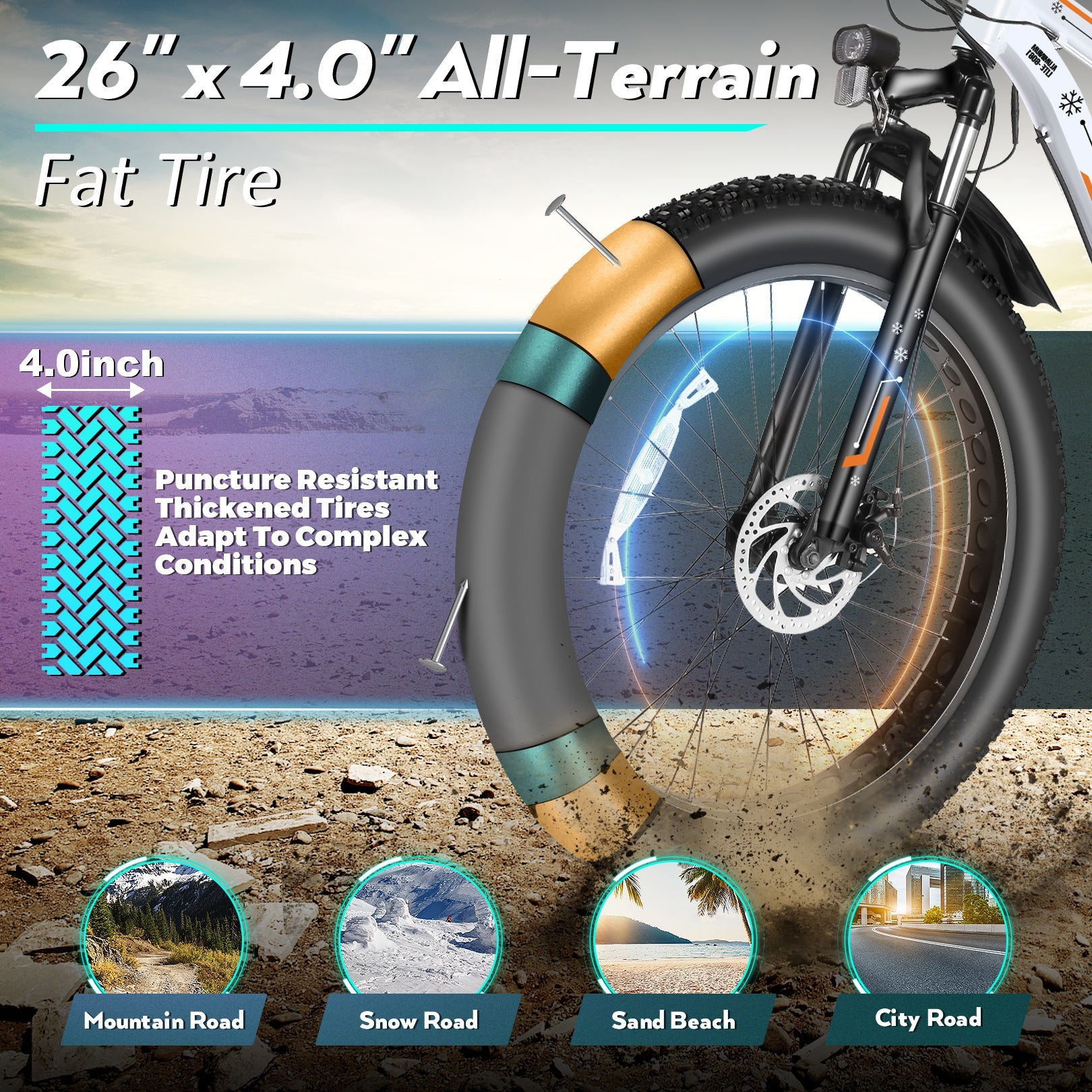 Wooken G-21 Mountain Electric Bike Fat Tire All Terrain Electric Bike Wooken