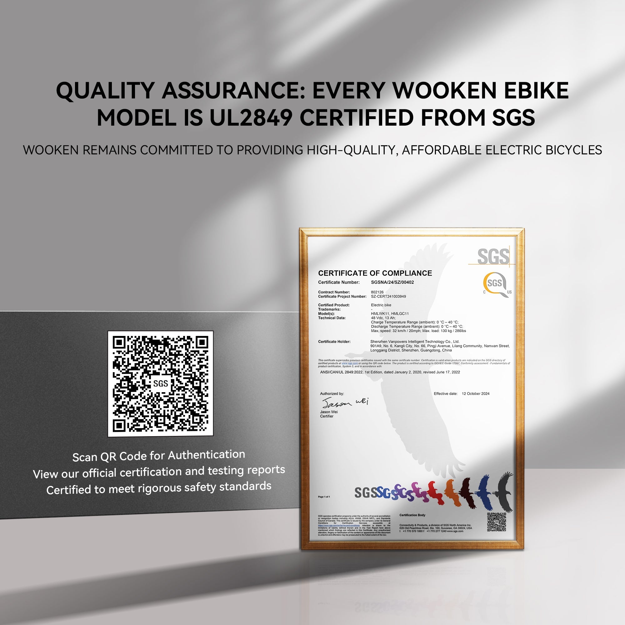 Wooken HMLWK11 All Terrain Commuter Fat Tire Electric Bike Wooken