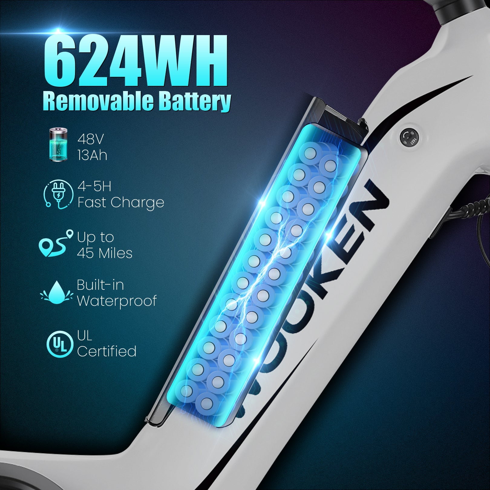 Wooken HMLWK11 All Terrain Fat Tire Mountain Electric Bike Wooken