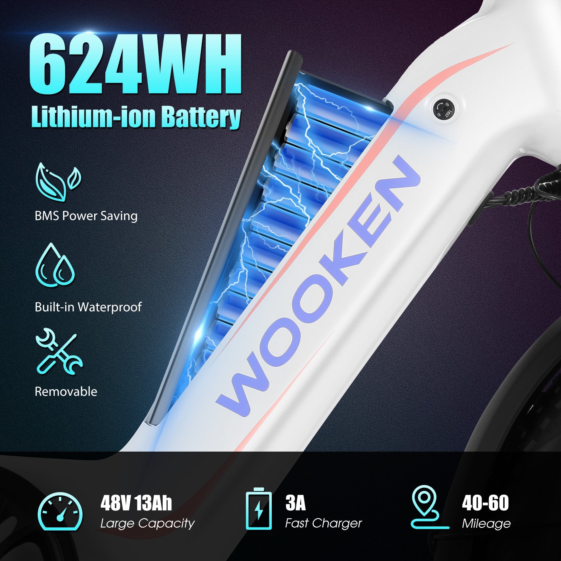 Wooken HMLWK11 All Terrain Commuter Fat Tire Electric Bike Wooken