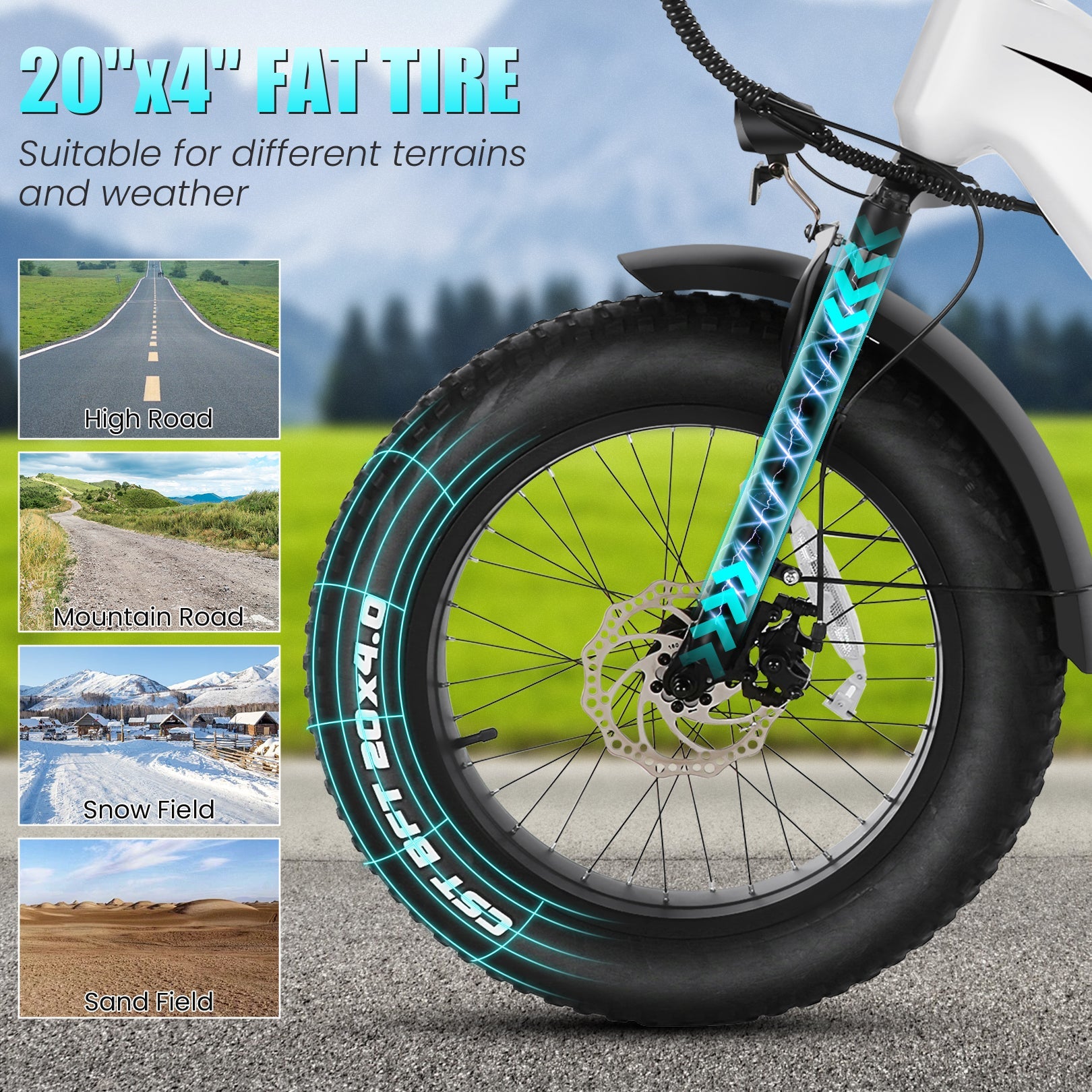 Wooken HMLWK11 All Terrain Fat Tire Mountain Electric Bike Wooken
