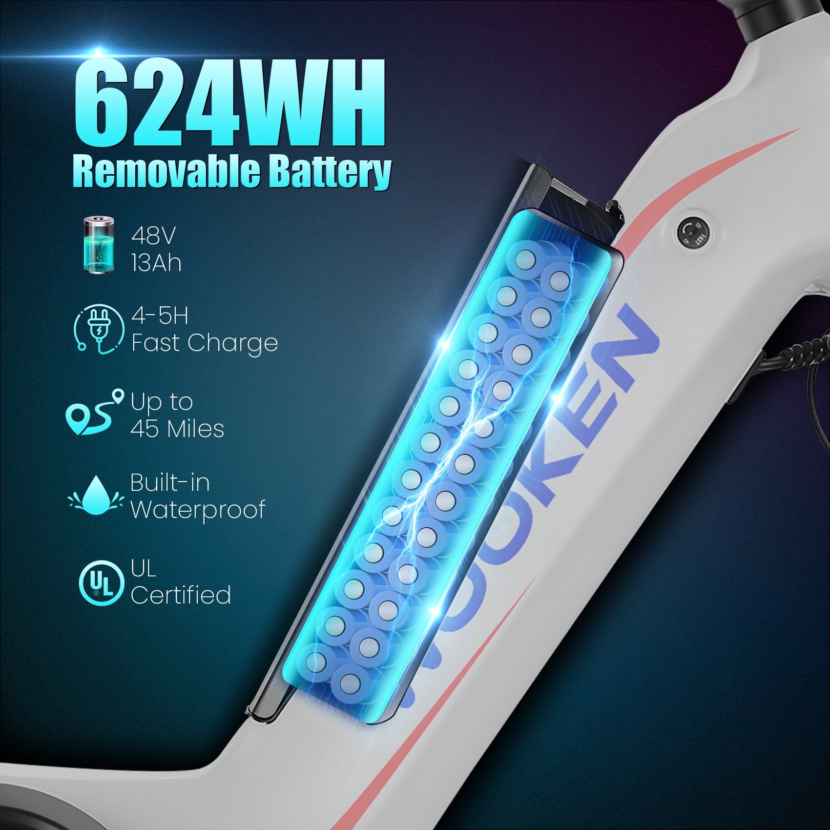 Wooken HMLWK11 All Terrain Fat Tire Mountain Electric Bike Wooken