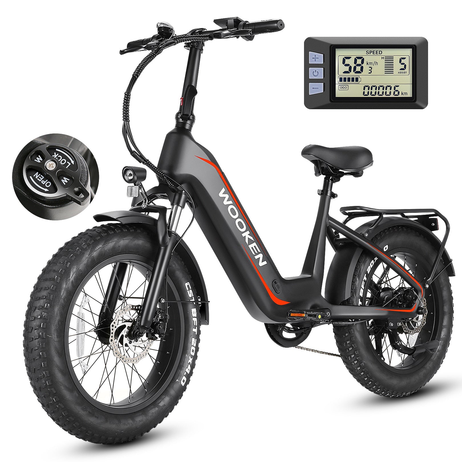 Wooken HMLWK11 All Terrain Fat Tire Mountain Electric Bike Wooken