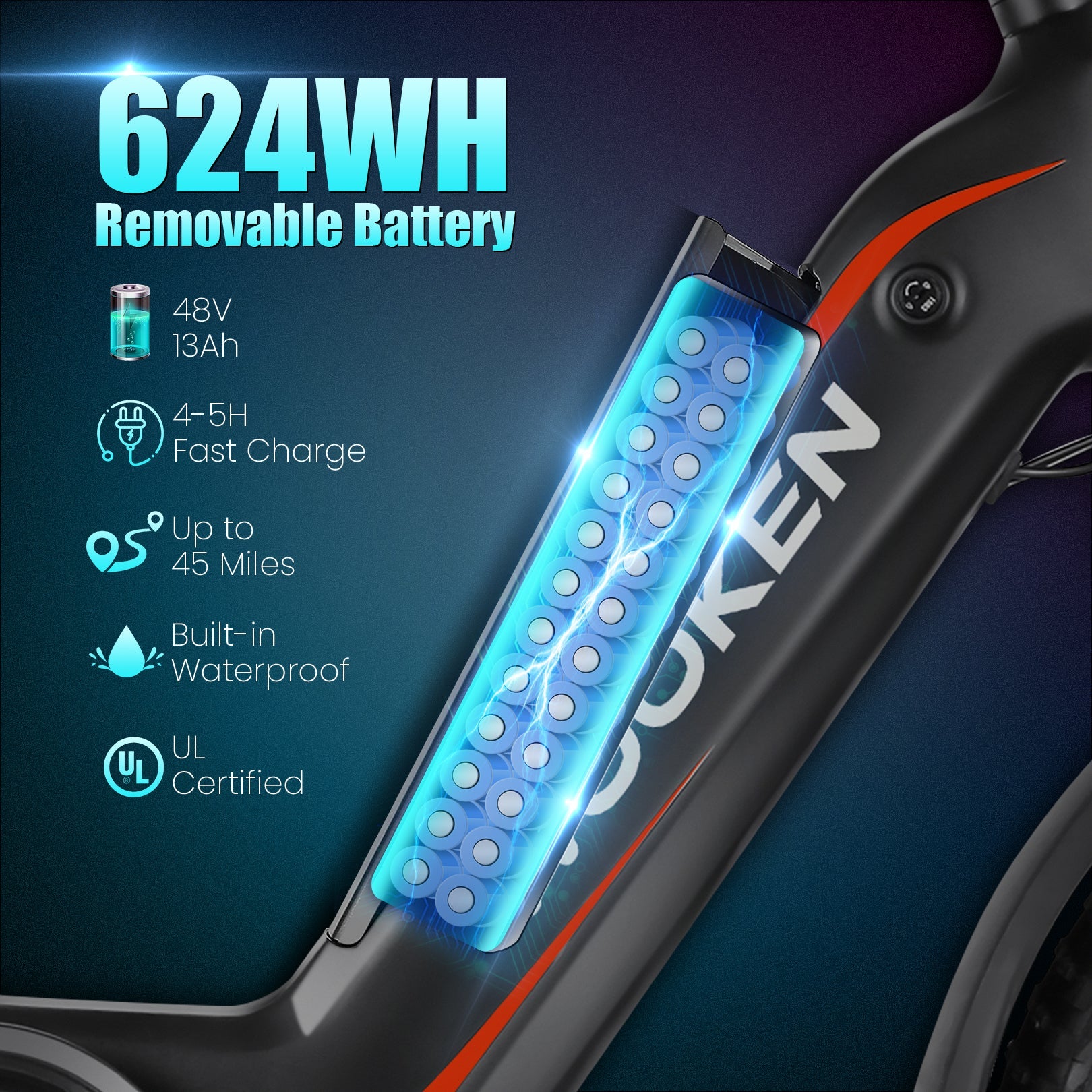 Wooken HMLWK11 All Terrain Fat Tire Mountain Electric Bike Wooken