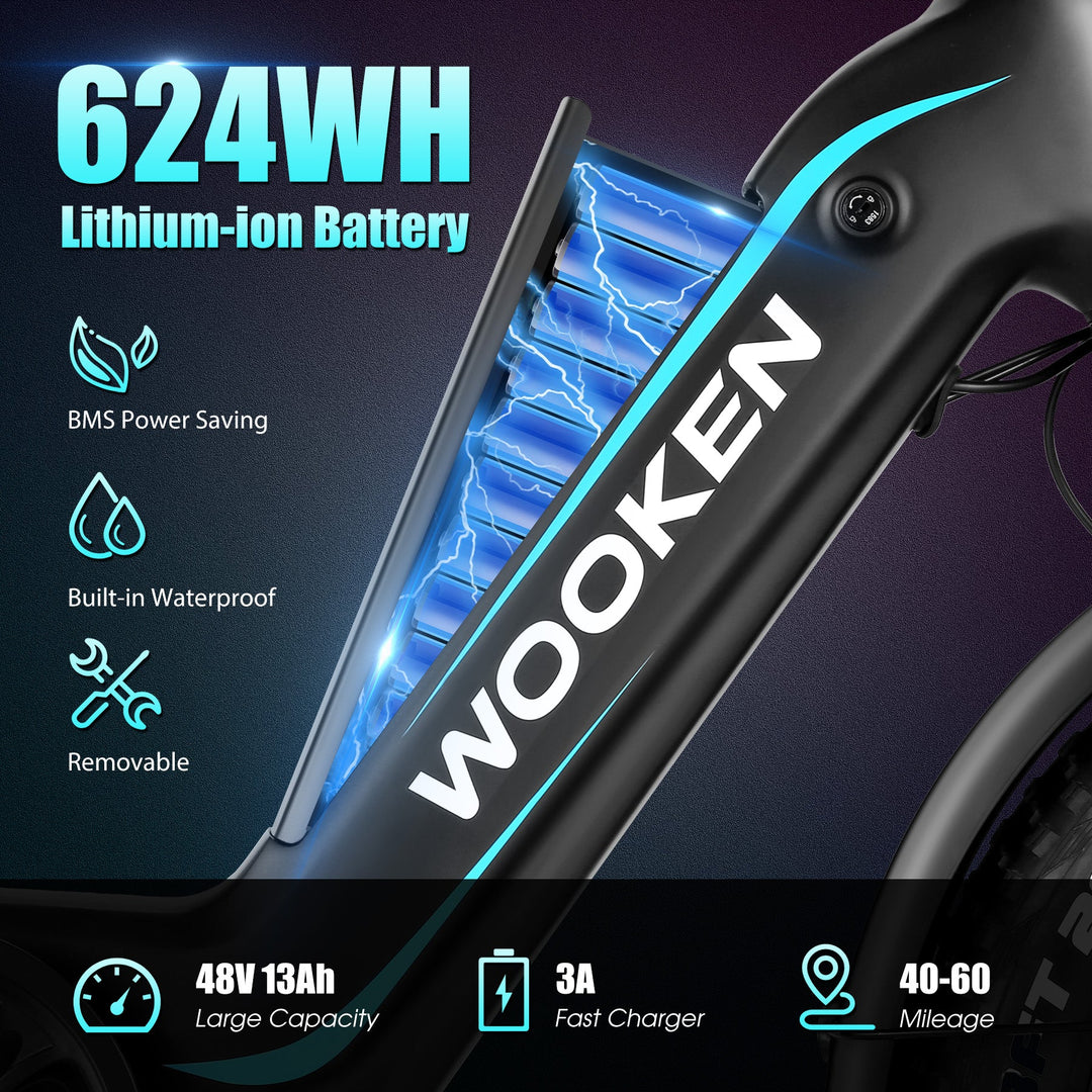 Wooken HMLWK11 All Terrain Commuter Fat Tire Electric Bike Wooken