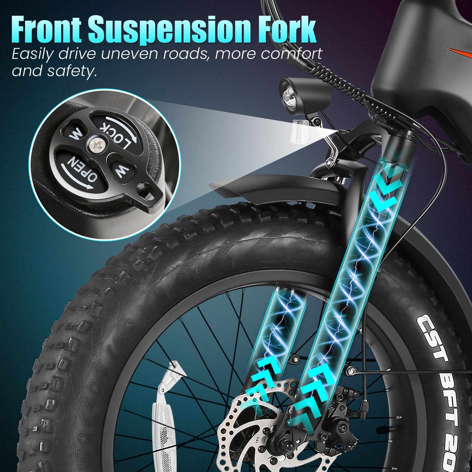Wooken HMLWK11 All Terrain Fat Tire Mountain Electric Bike Wooken