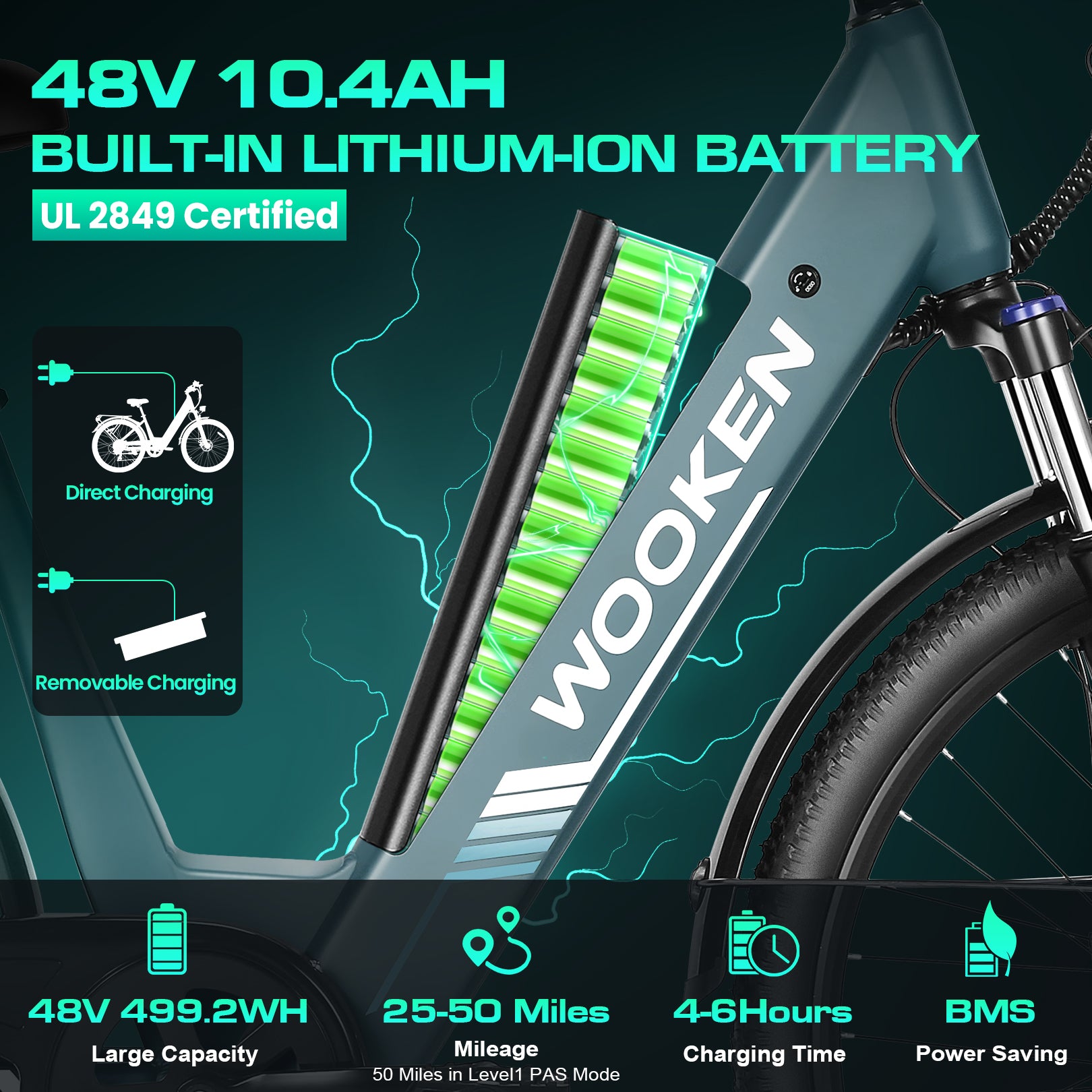 Wooken SwiftX Step-Thru Commuter Fat Tire Electric Bike Wooken