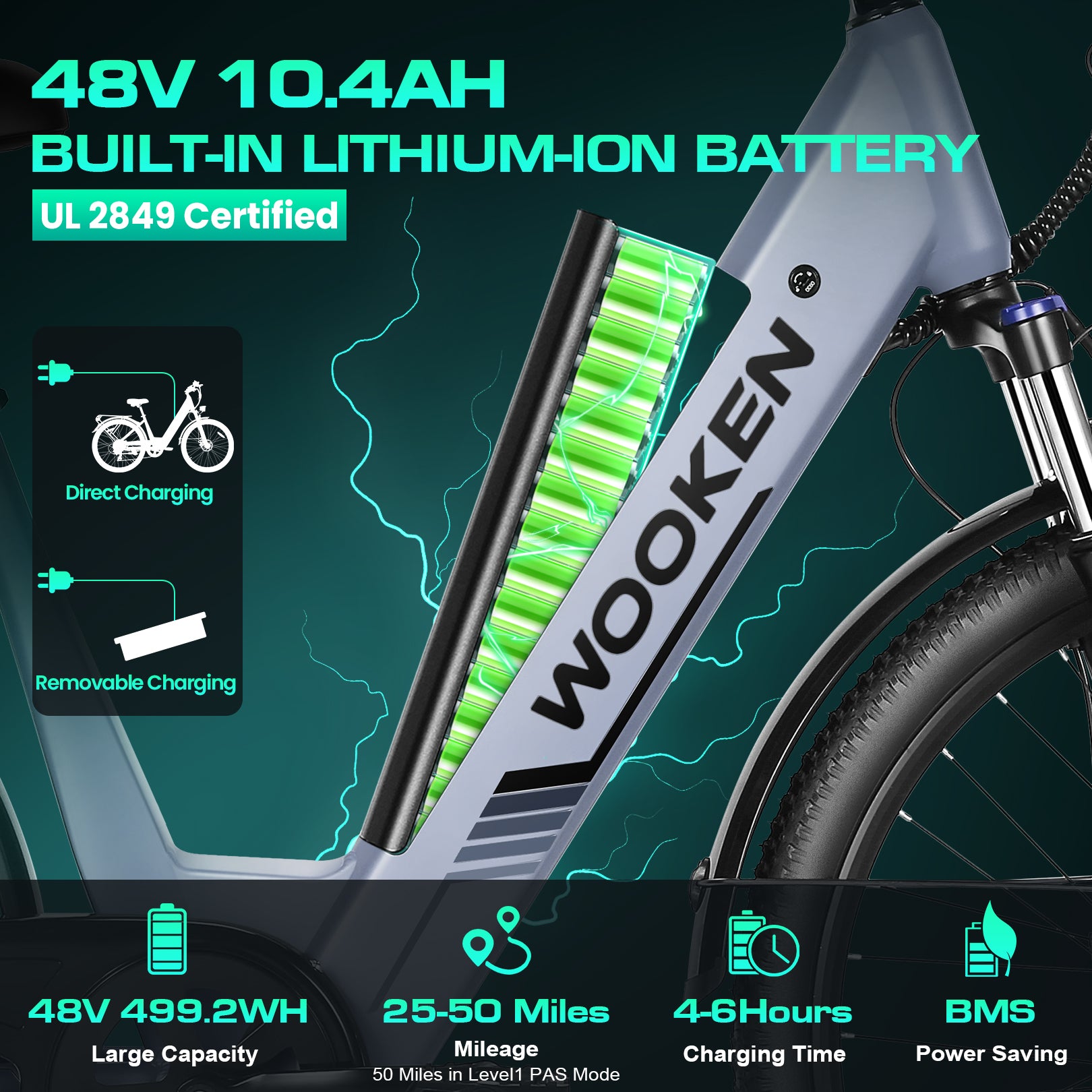 Wooken SwiftX Step-Thru Commuter Fat Tire Electric Bike Wooken
