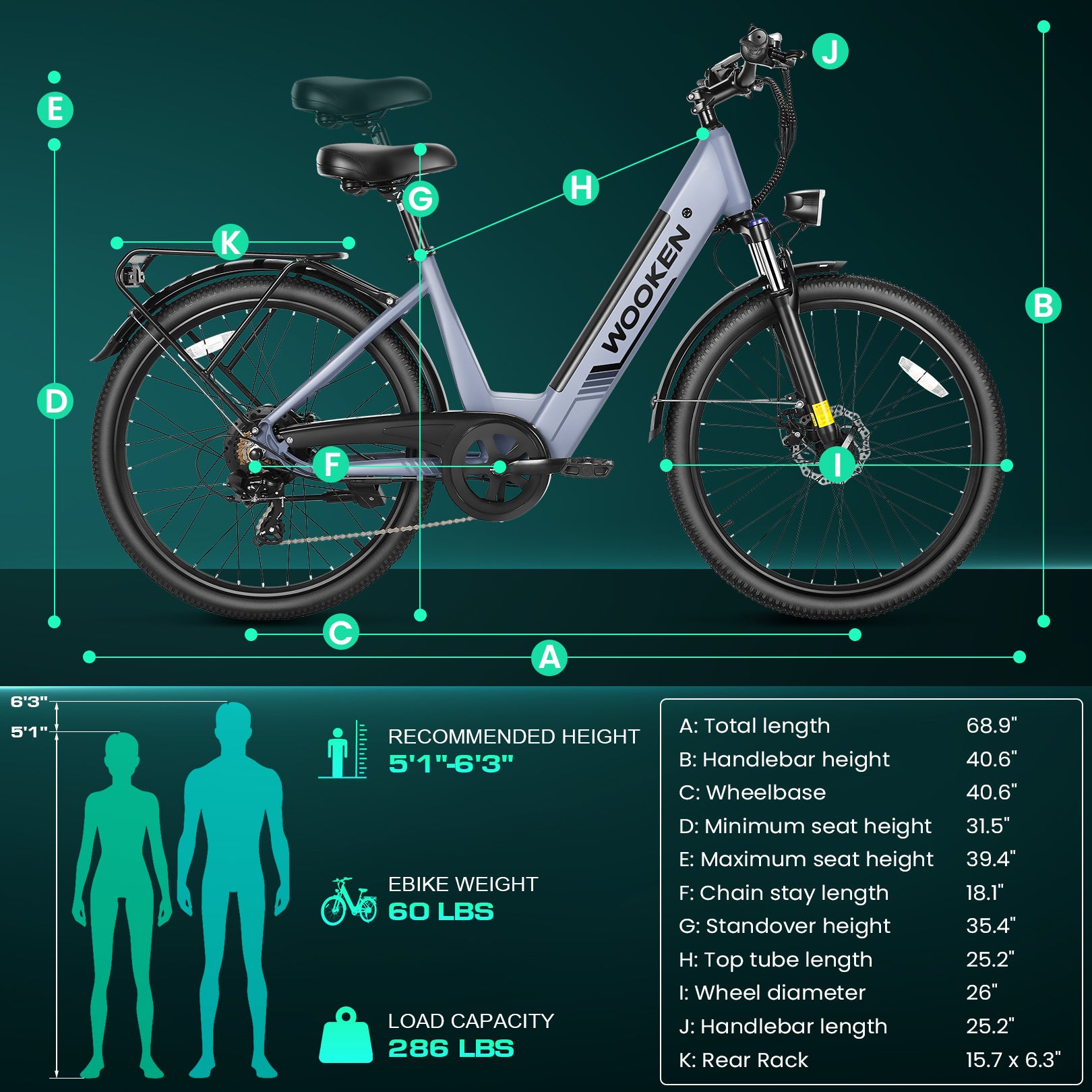 Wooken SwiftX Step-Thru Commuter Fat Tire Electric Bike Wooken