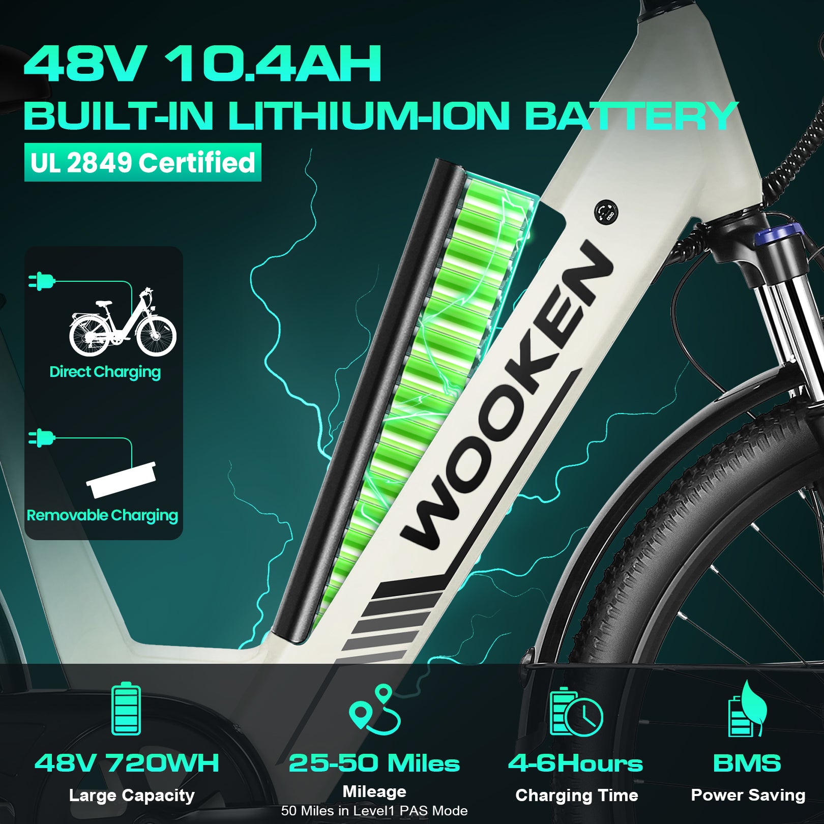 Wooken SwiftX Step-Thru Commuter Fat Tire Electric Bike Wooken