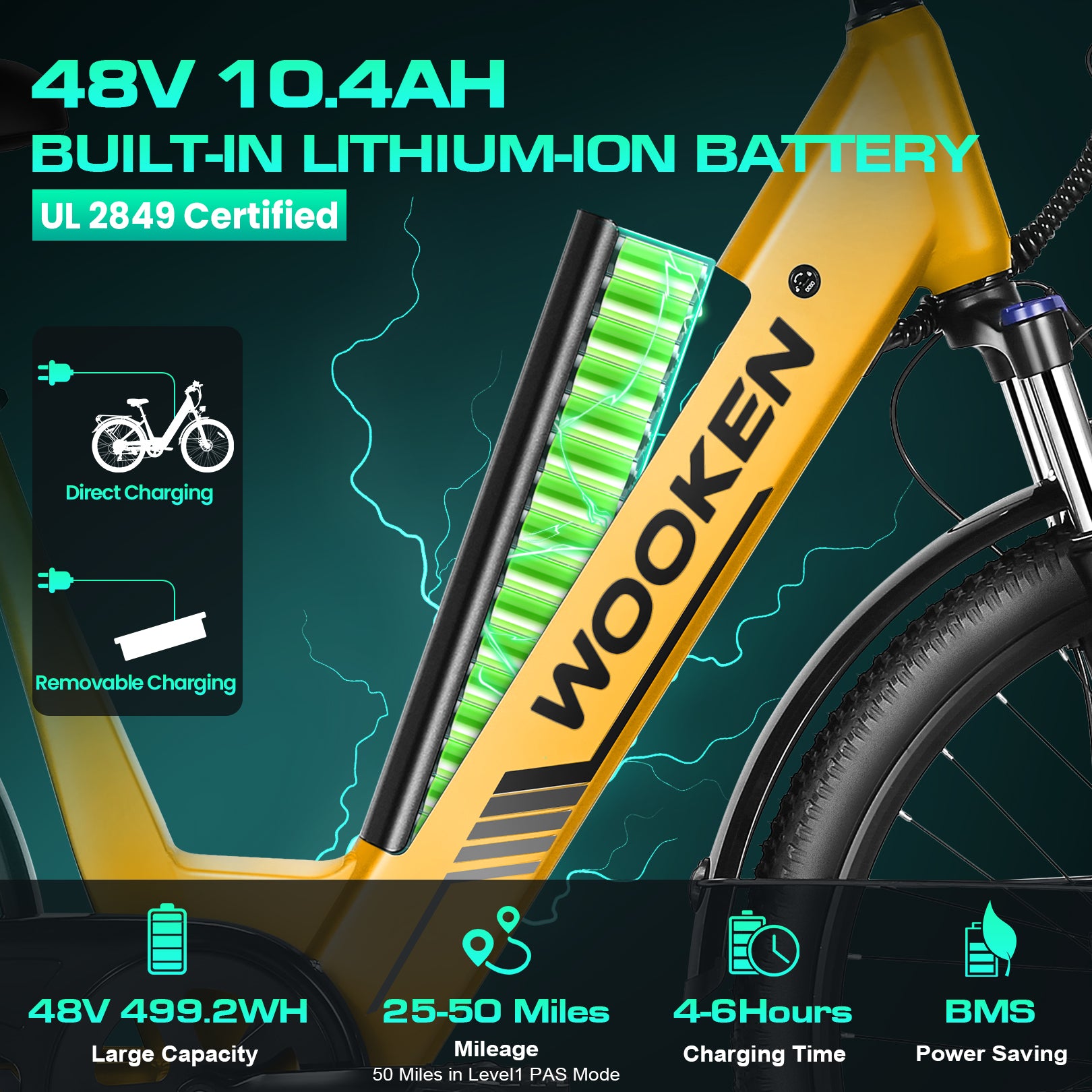 Wooken SwiftX Step-Thru Commuter Fat Tire Electric Bike Wooken