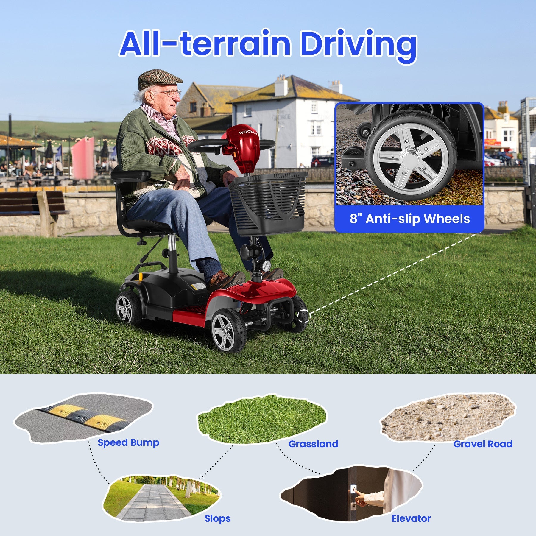 Wooken All Terrain Foldable Electric Mobility Scooter Wooken